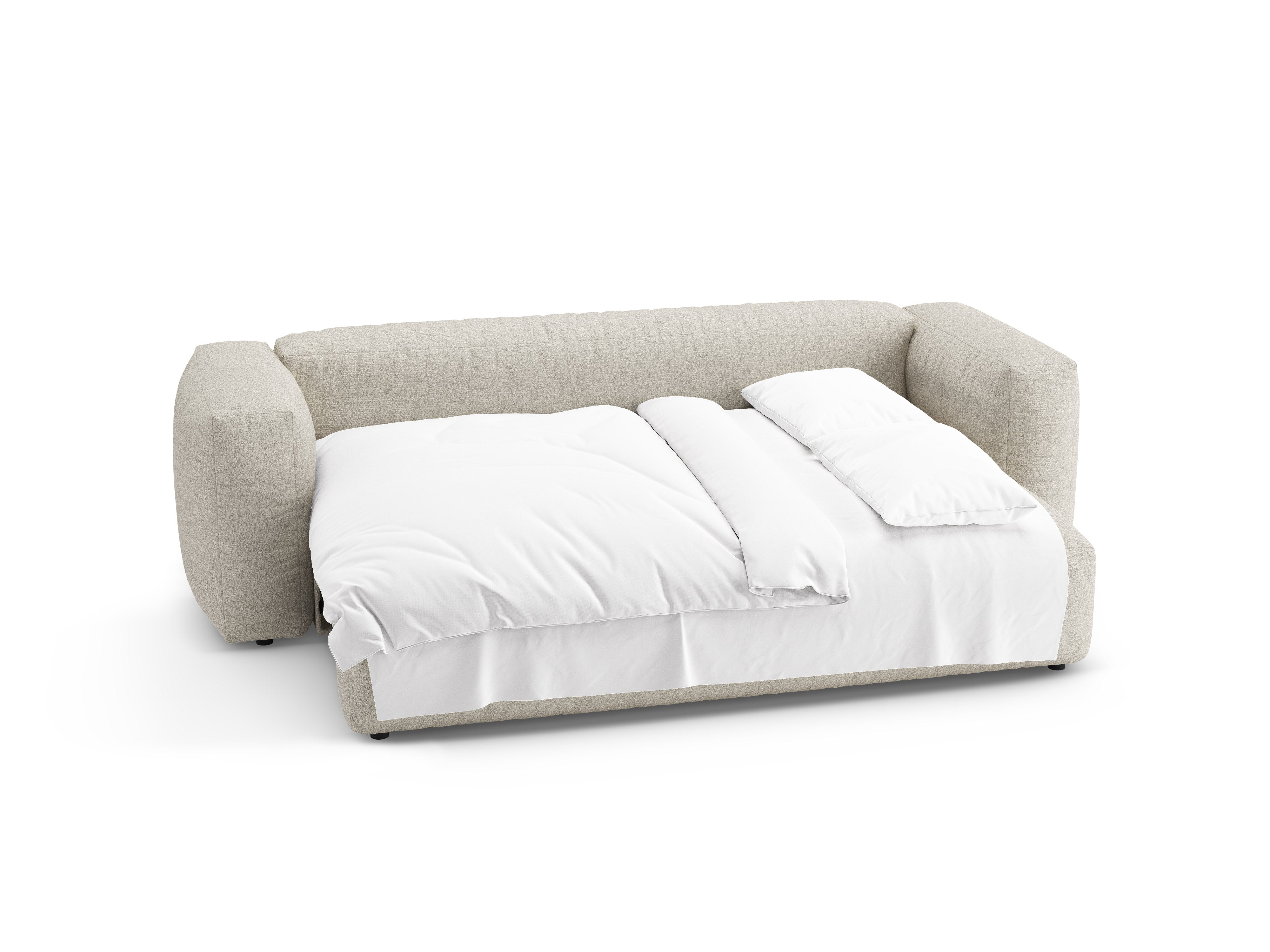 3-Seater Sofa with Sleeping Function MARTINA Beige Boucle