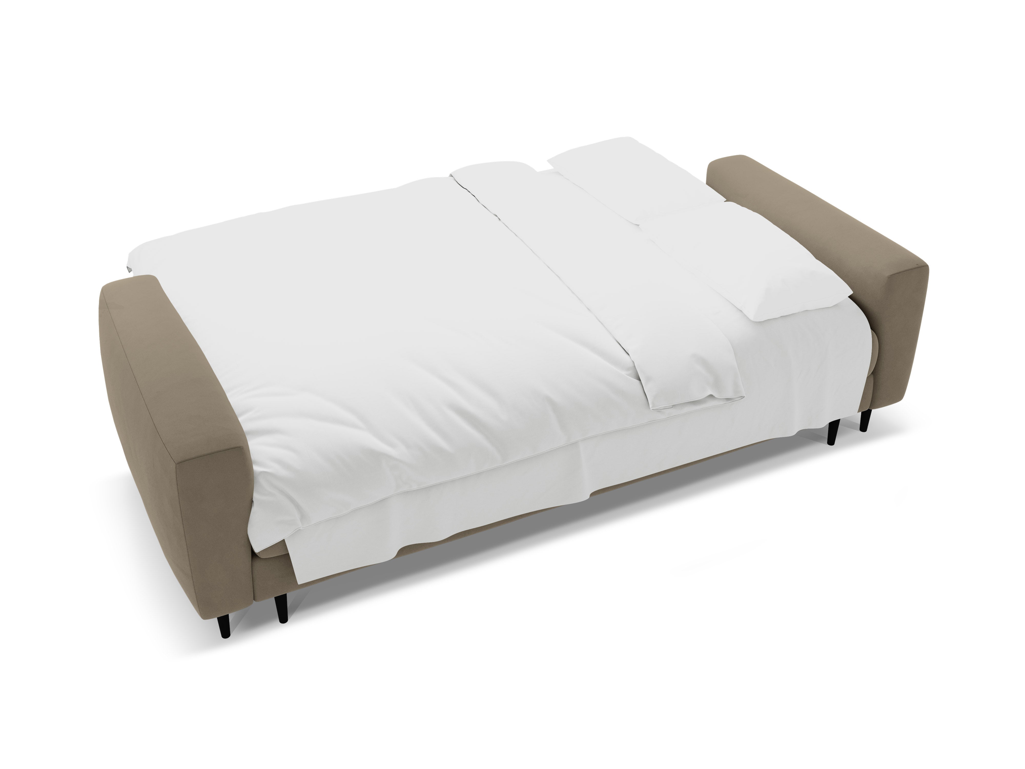 Sofa aus Samt für 3 Personen mit Schlaf-Funktion BEMY grau-braun