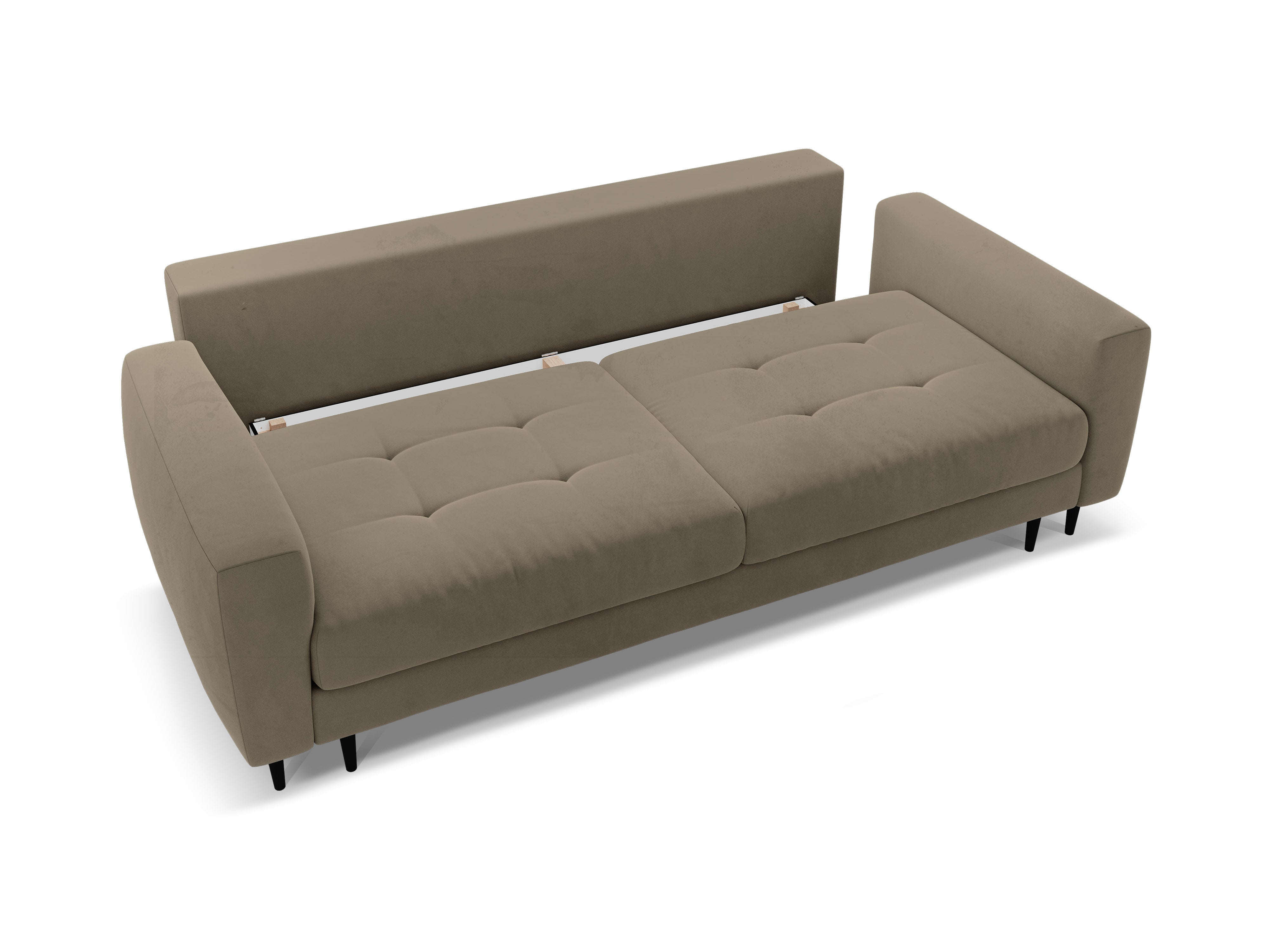 Sofa aus Samt für 3 Personen mit Schlaf-Funktion BEMY grau-braun