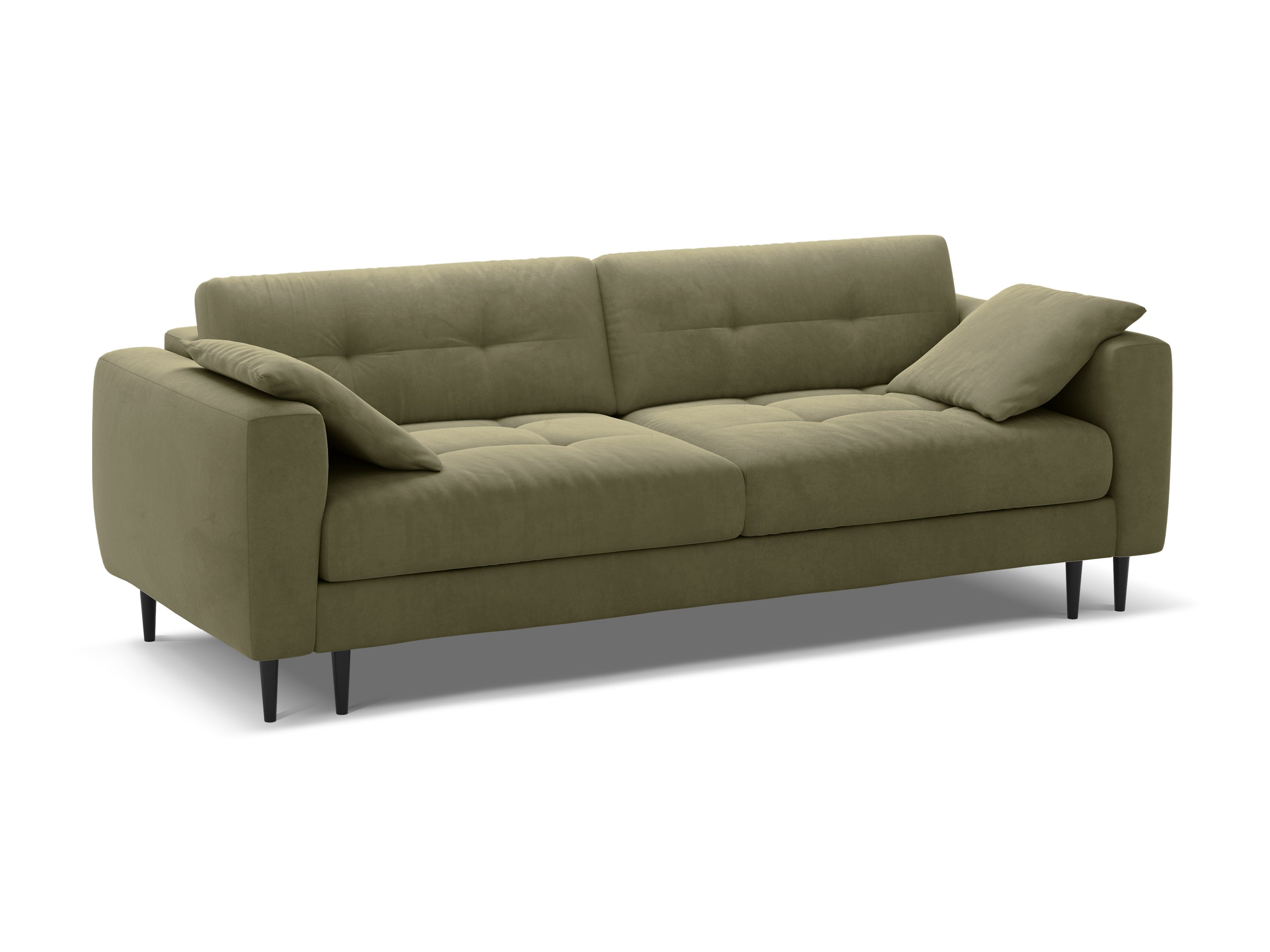Olive Green Velvet 3-Seater Sofa with Sleeping Function BEMY