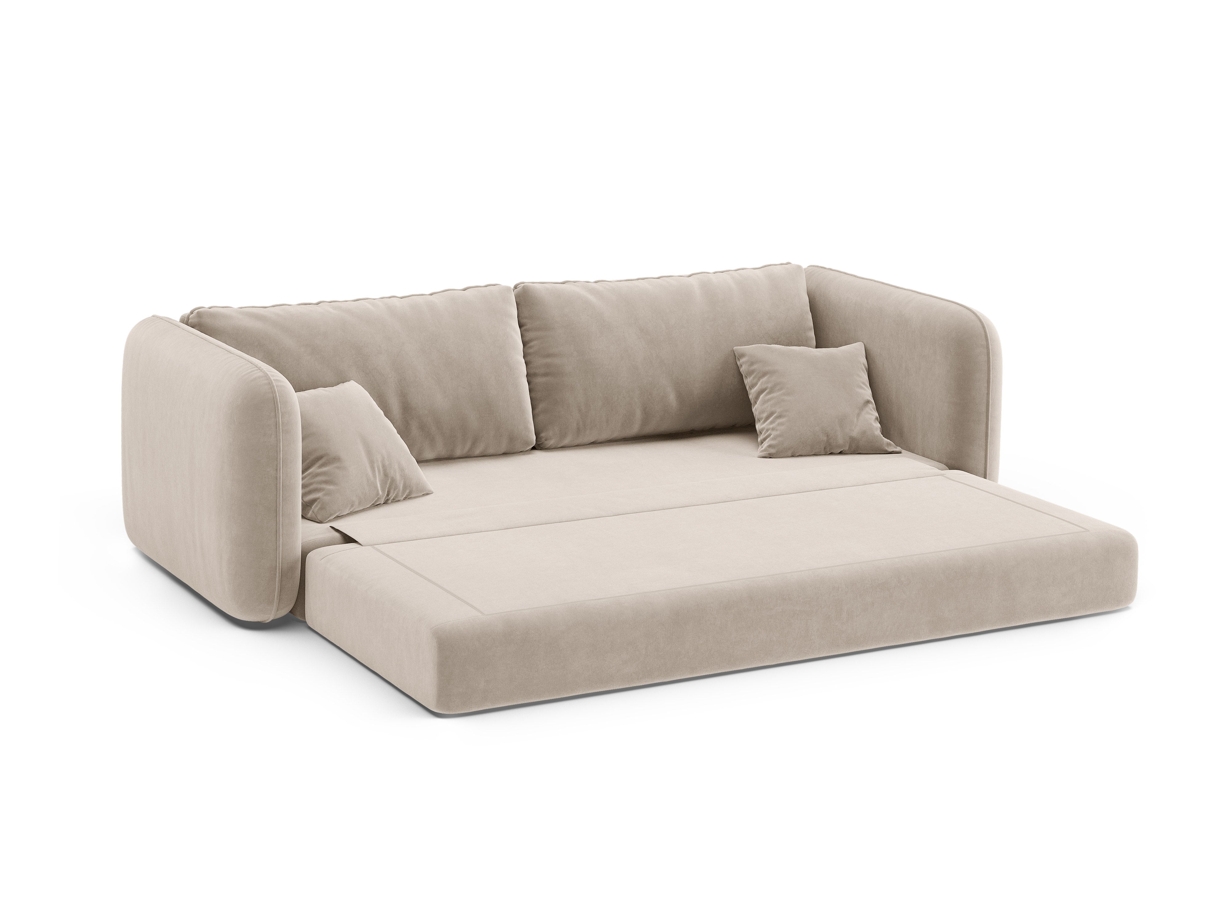 Beige 3-Seater Velvet Sofa with Sleeping Function DORMI