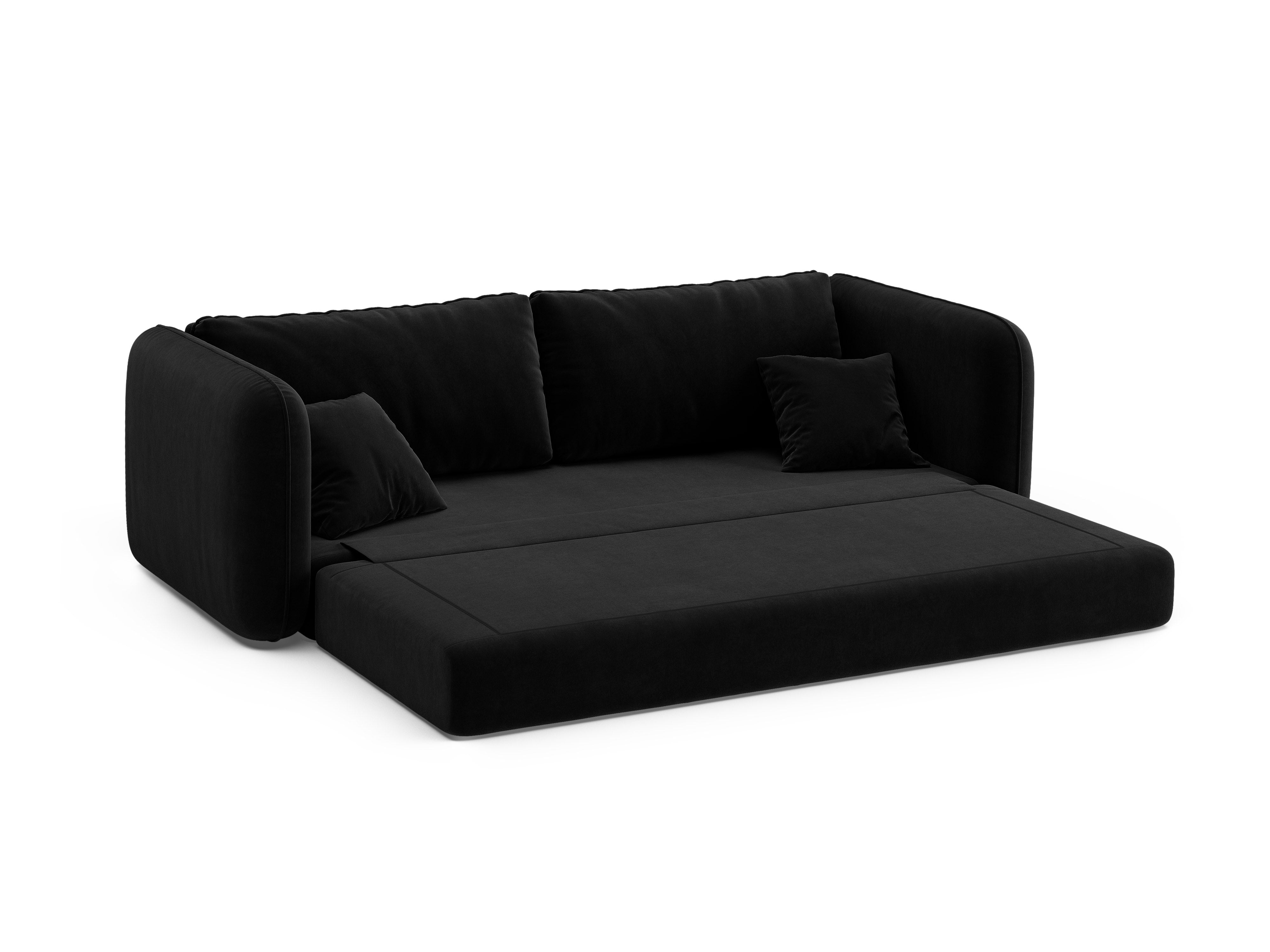 Sofa aus Samt für 3 Personen mit Schlaf-Funktion DORMI schwarz