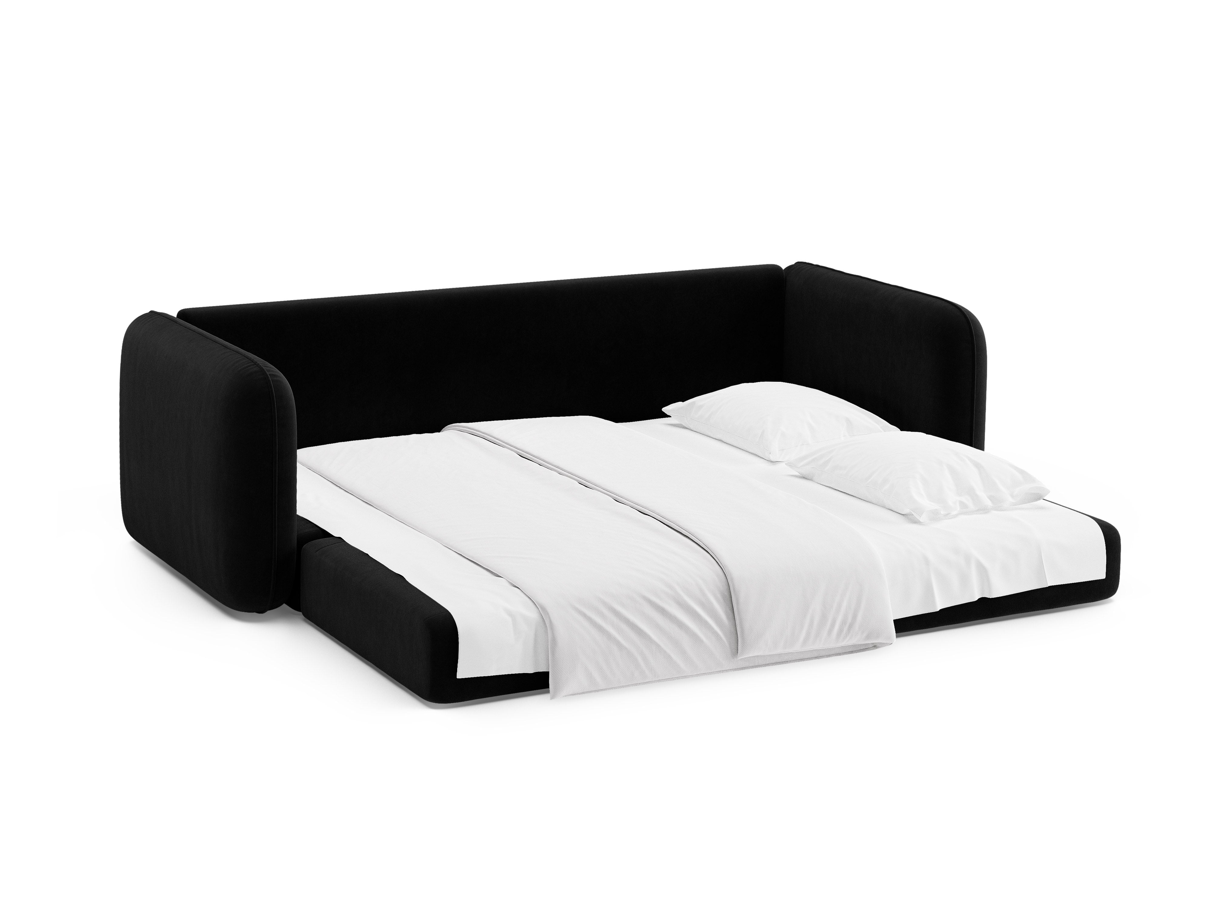 Sofa aus Samt für 3 Personen mit Schlaf-Funktion DORMI schwarz