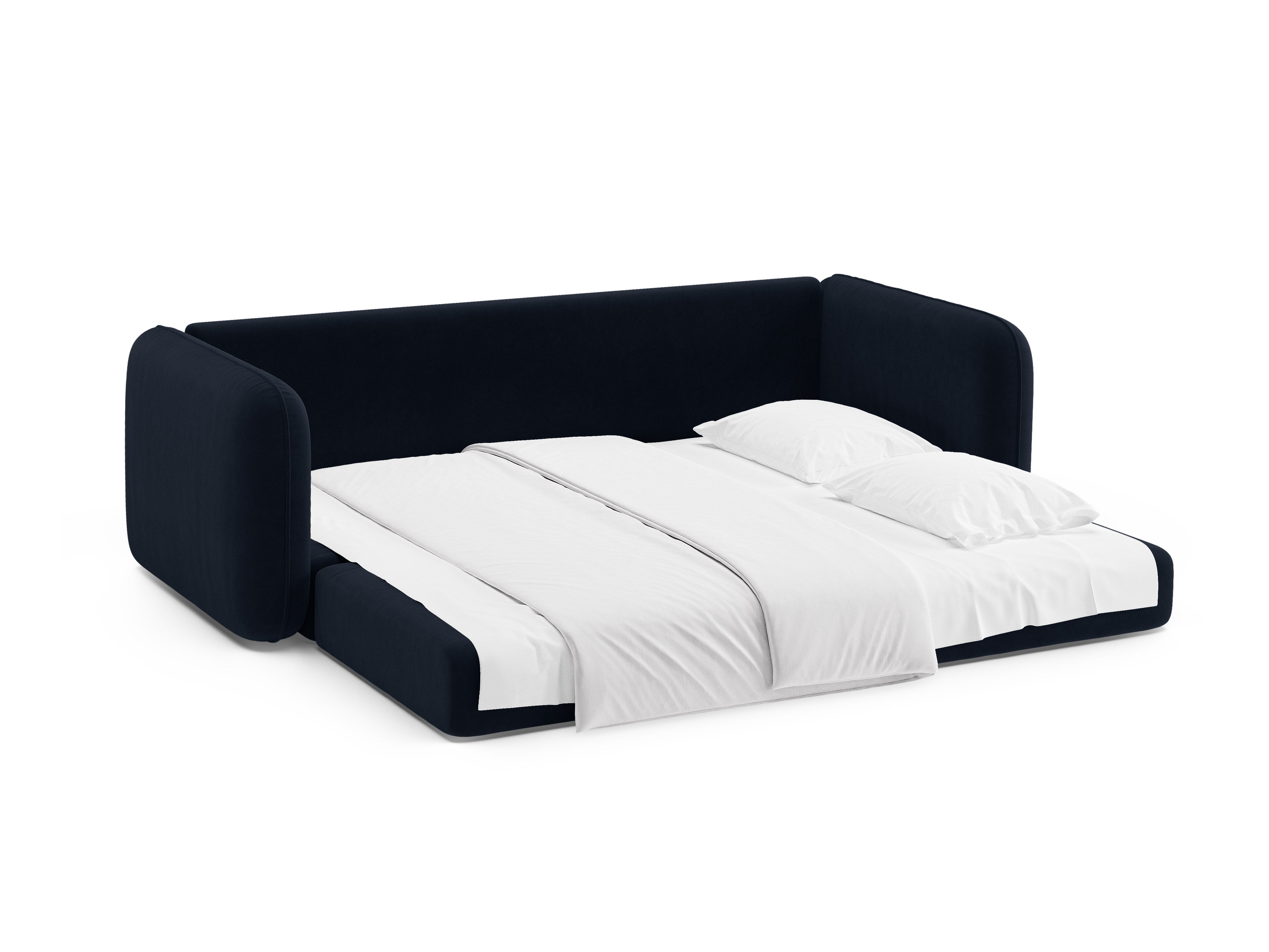 Sofa aksamitna 3-osobowa z funkcją spania DORMI królewski niebieski – Micadoni