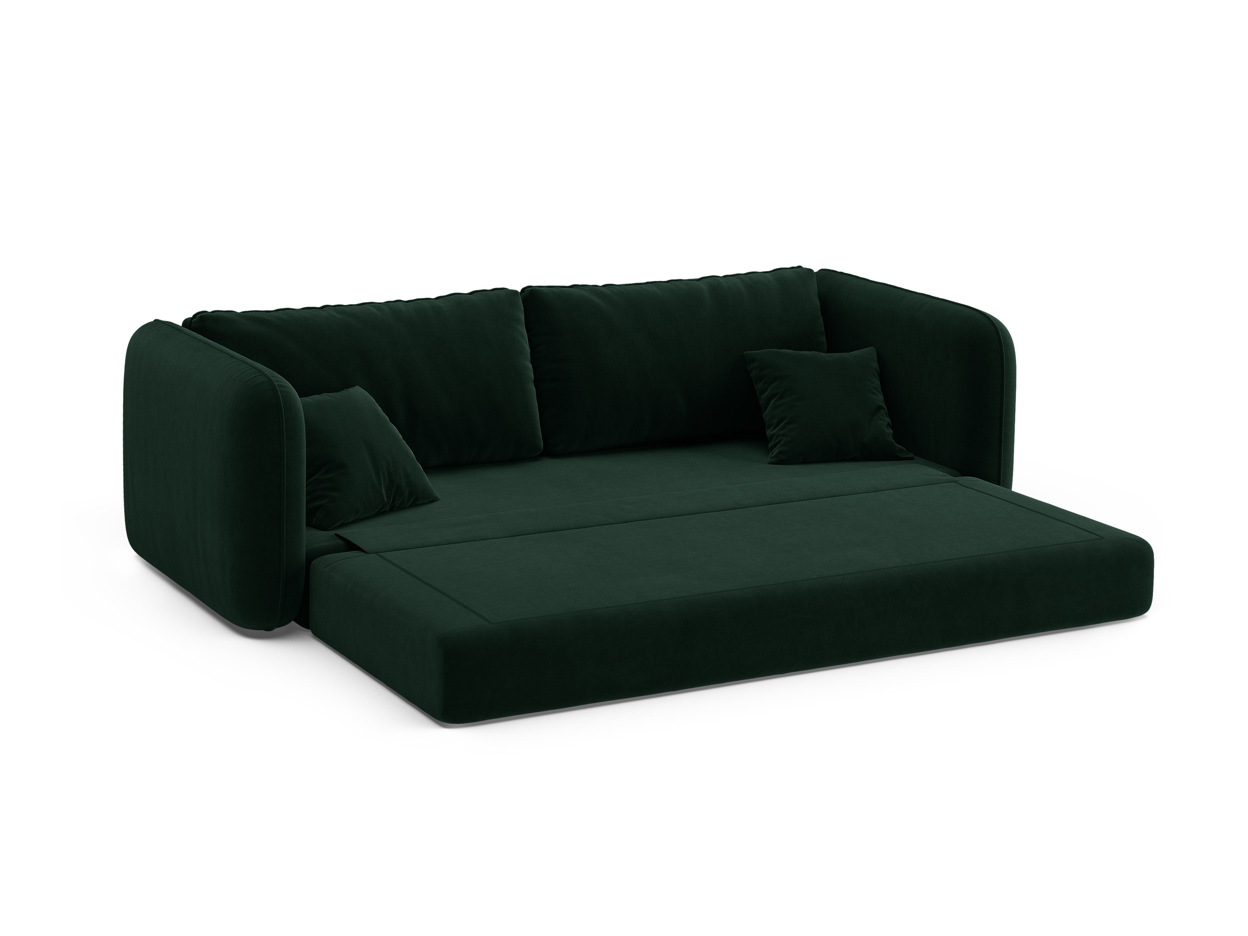 Sofa aksamitna 3-osobowa z funkcją spania DORMI butelkowy zielony – Micadoni