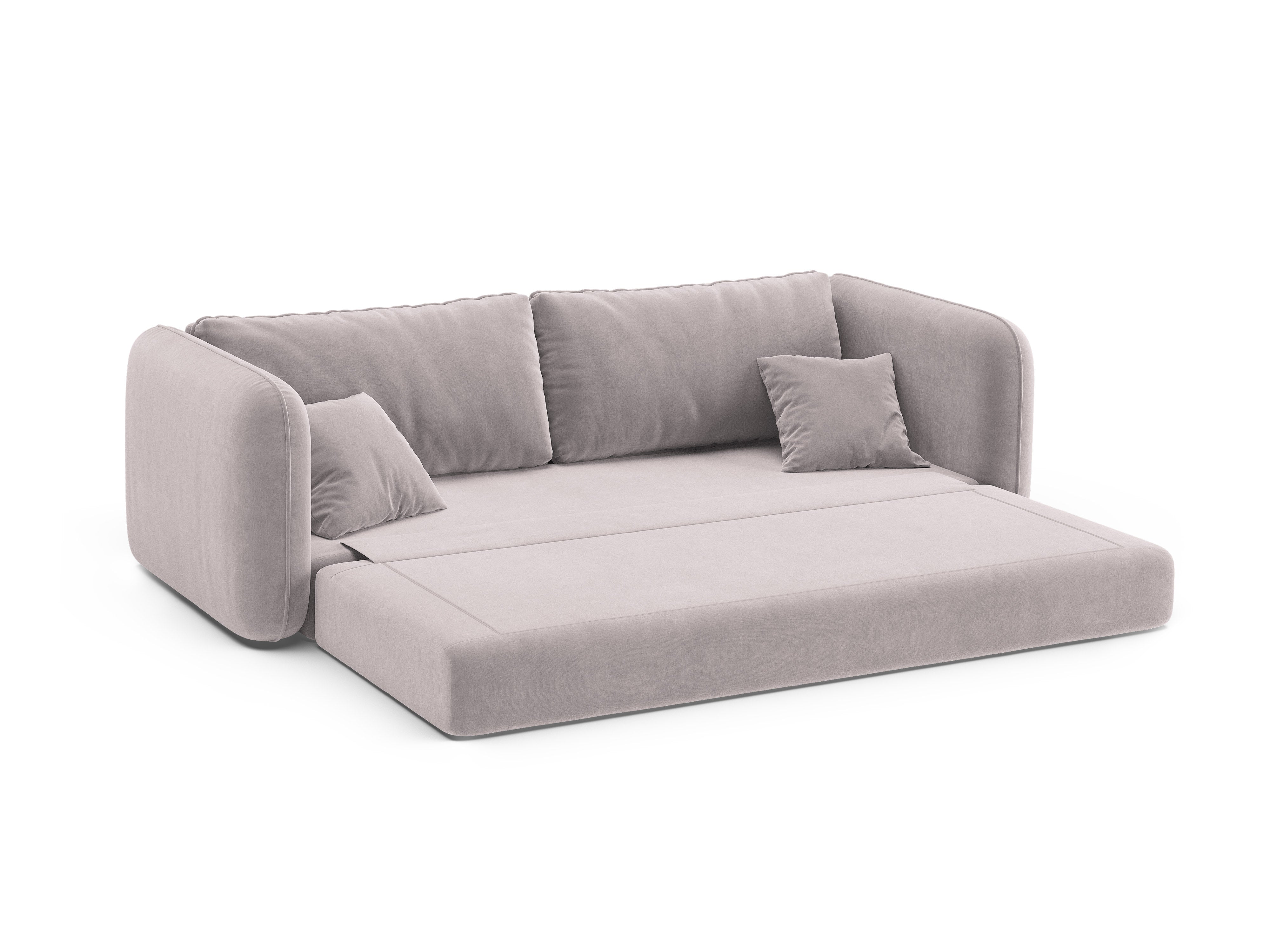 Sofa aus Samt für 3 Personen mit Schlaf-Funktion DORMI hellgrau