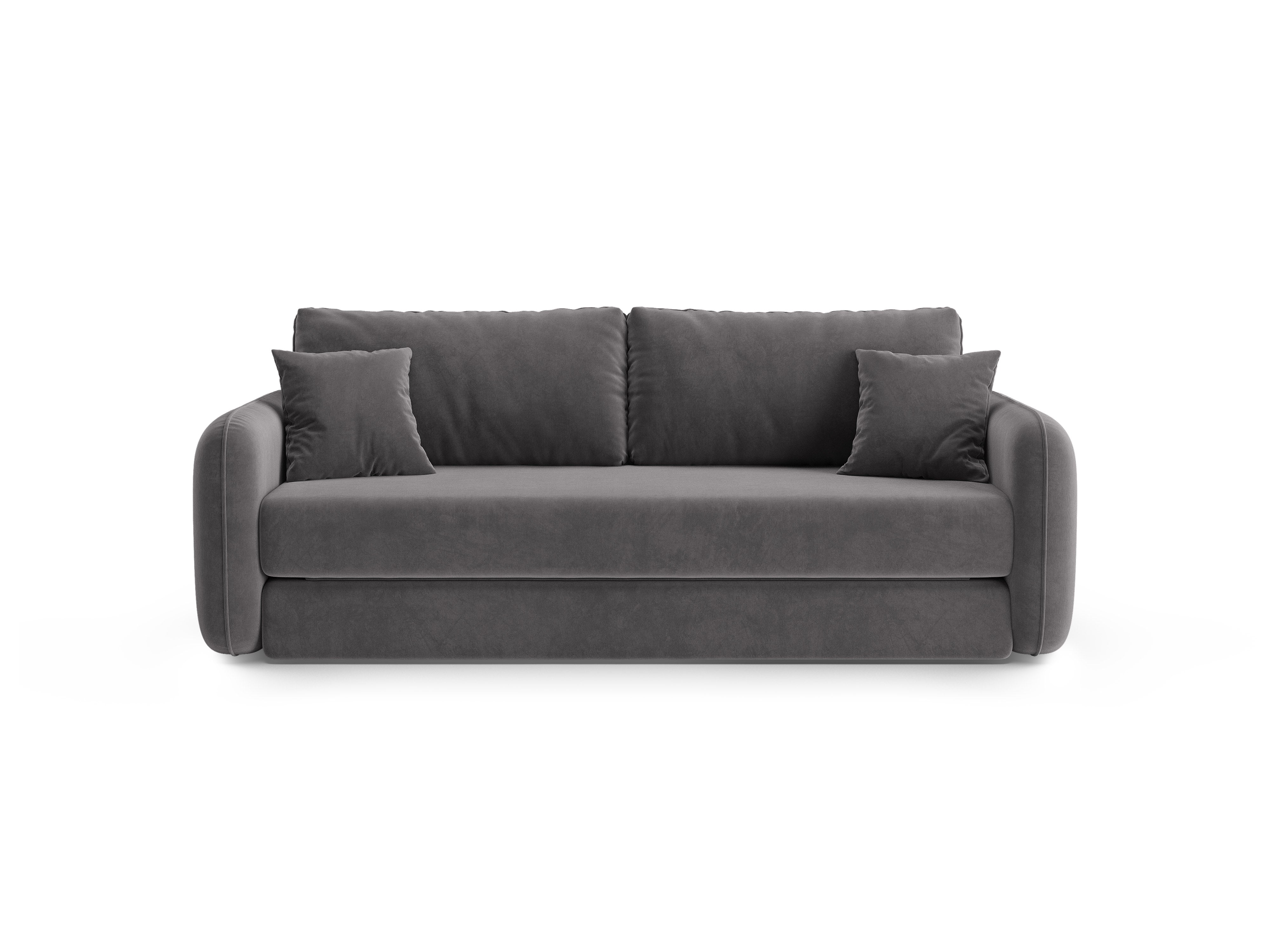 Sofa aksamitna 3-osobowa z funkcją spania DORMI ciemny szary – Micadoni