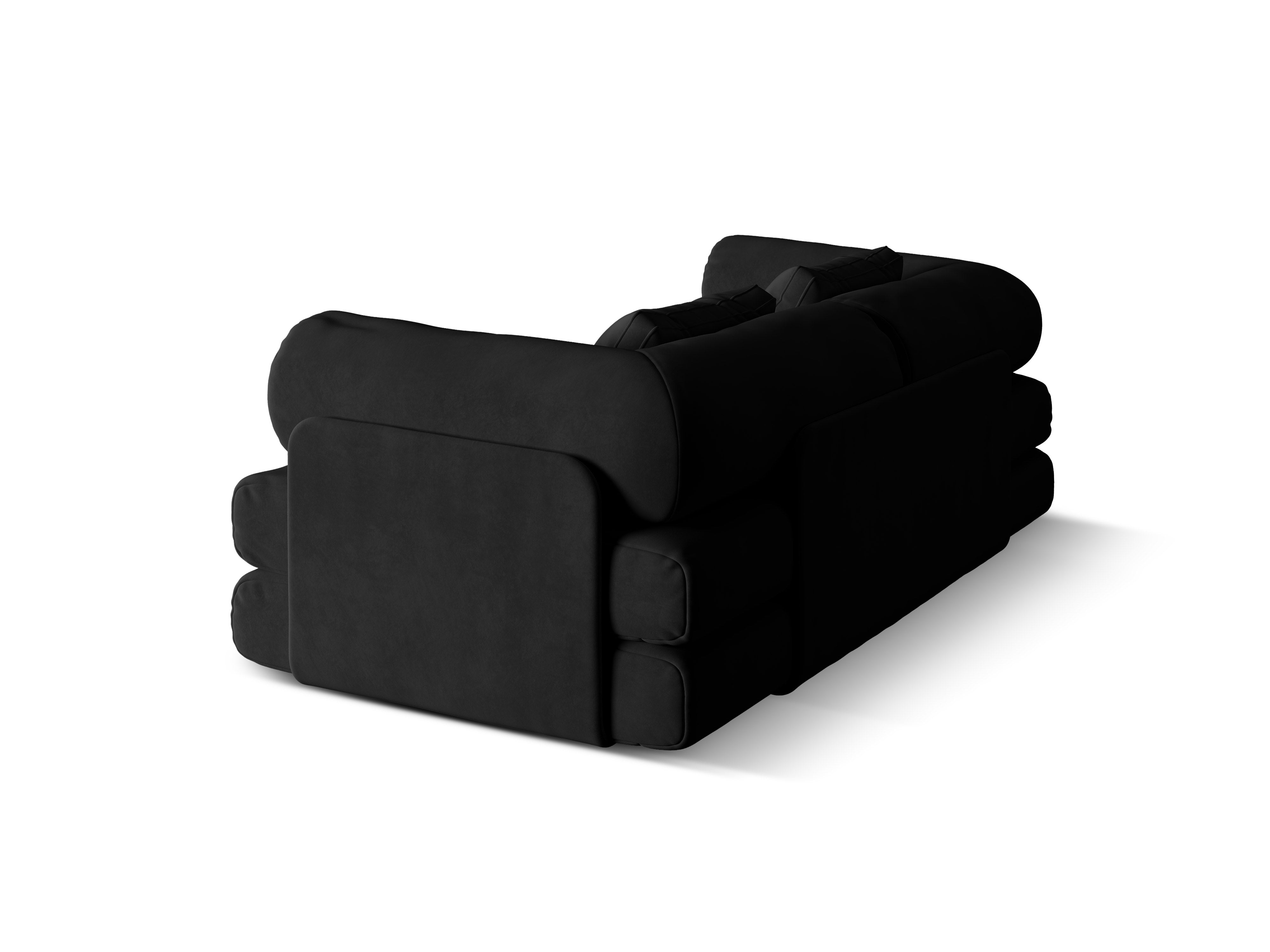 Dreamy Black Velvet 3-Seater Sofa with Sleeping Function