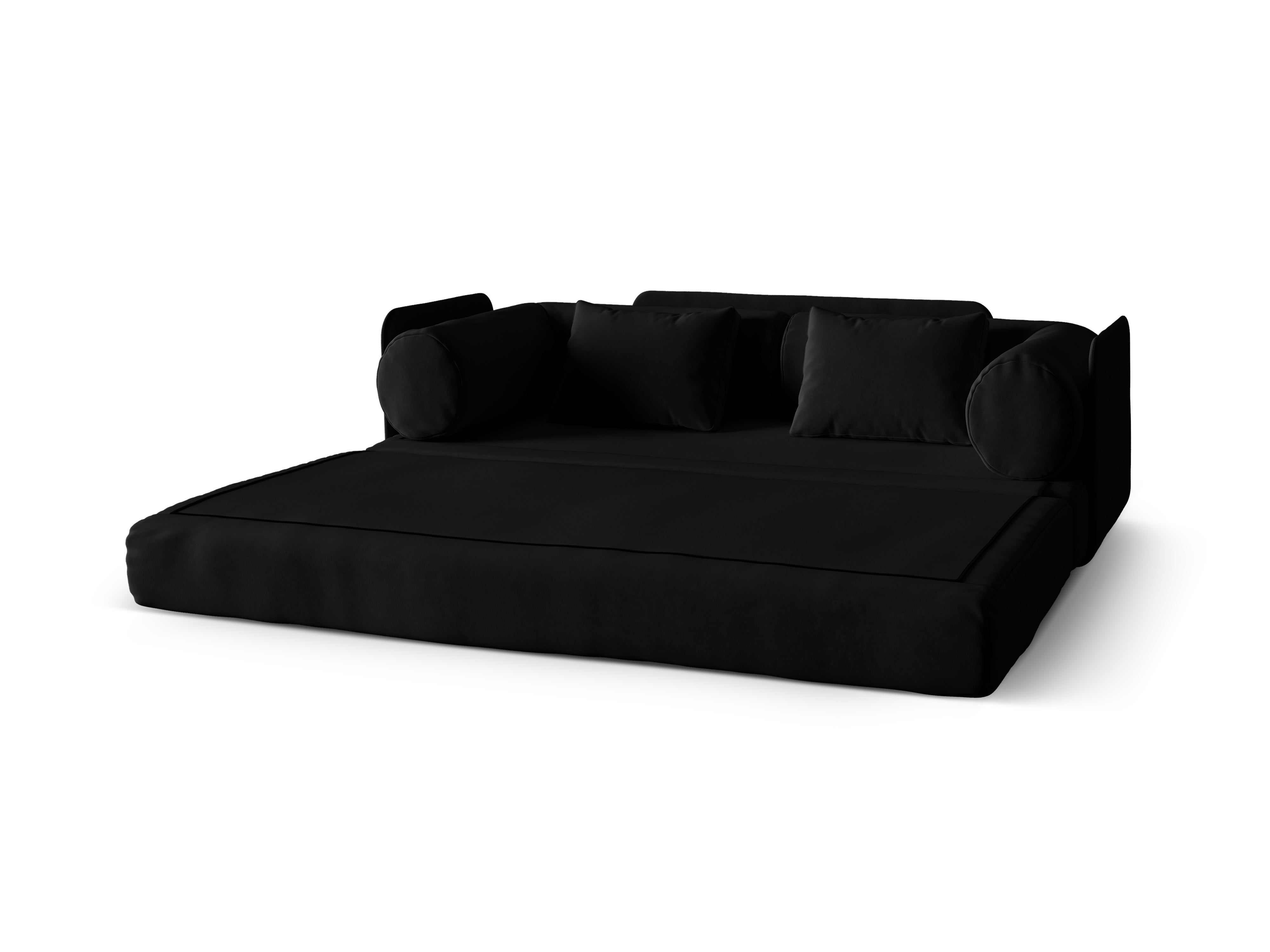 Dreamy Black Velvet 3-Seater Sofa with Sleeping Function