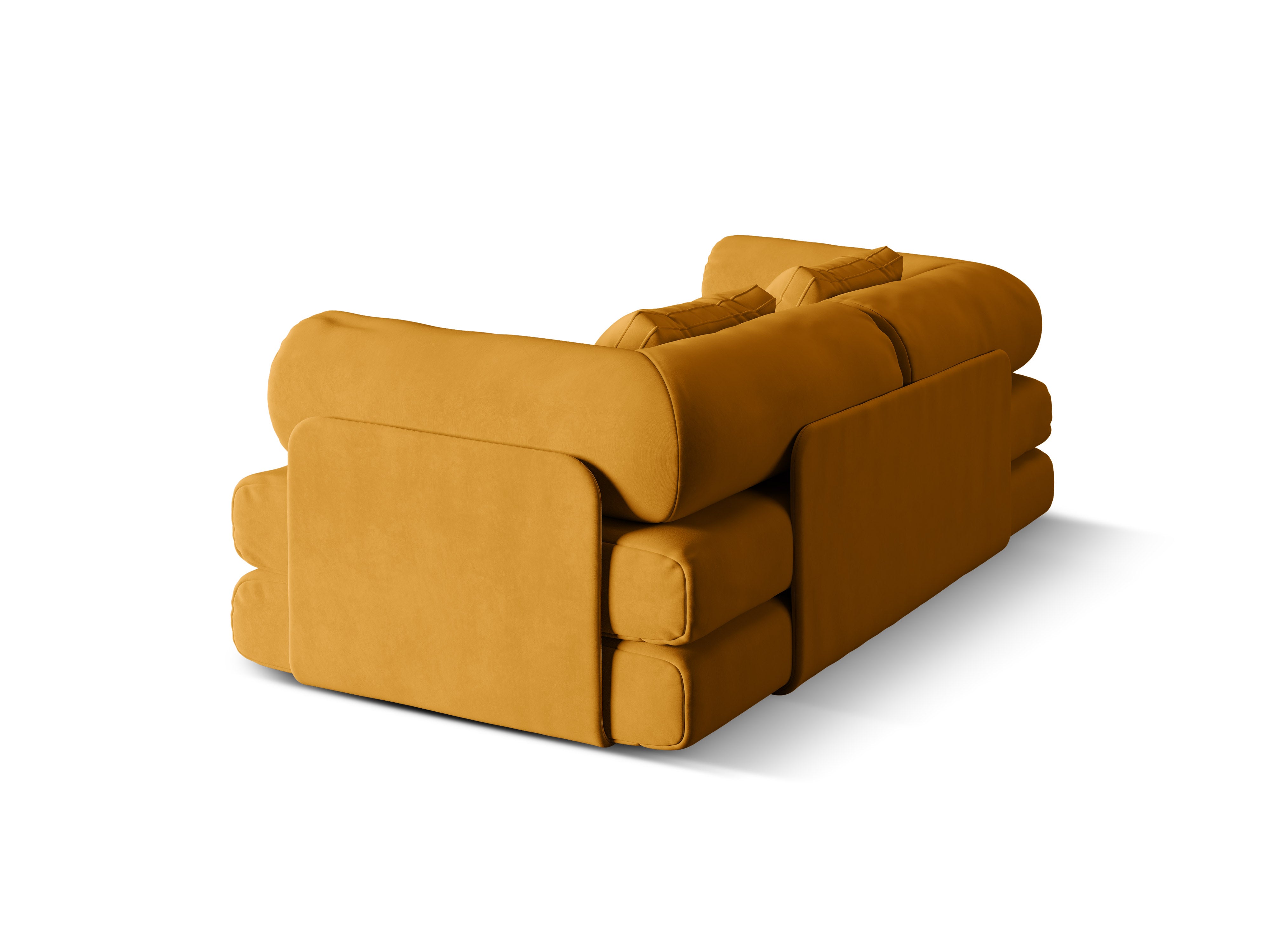 Sofa aksamitna 3-osobowa z funkcją spania DREAMY żółty – Micadoni