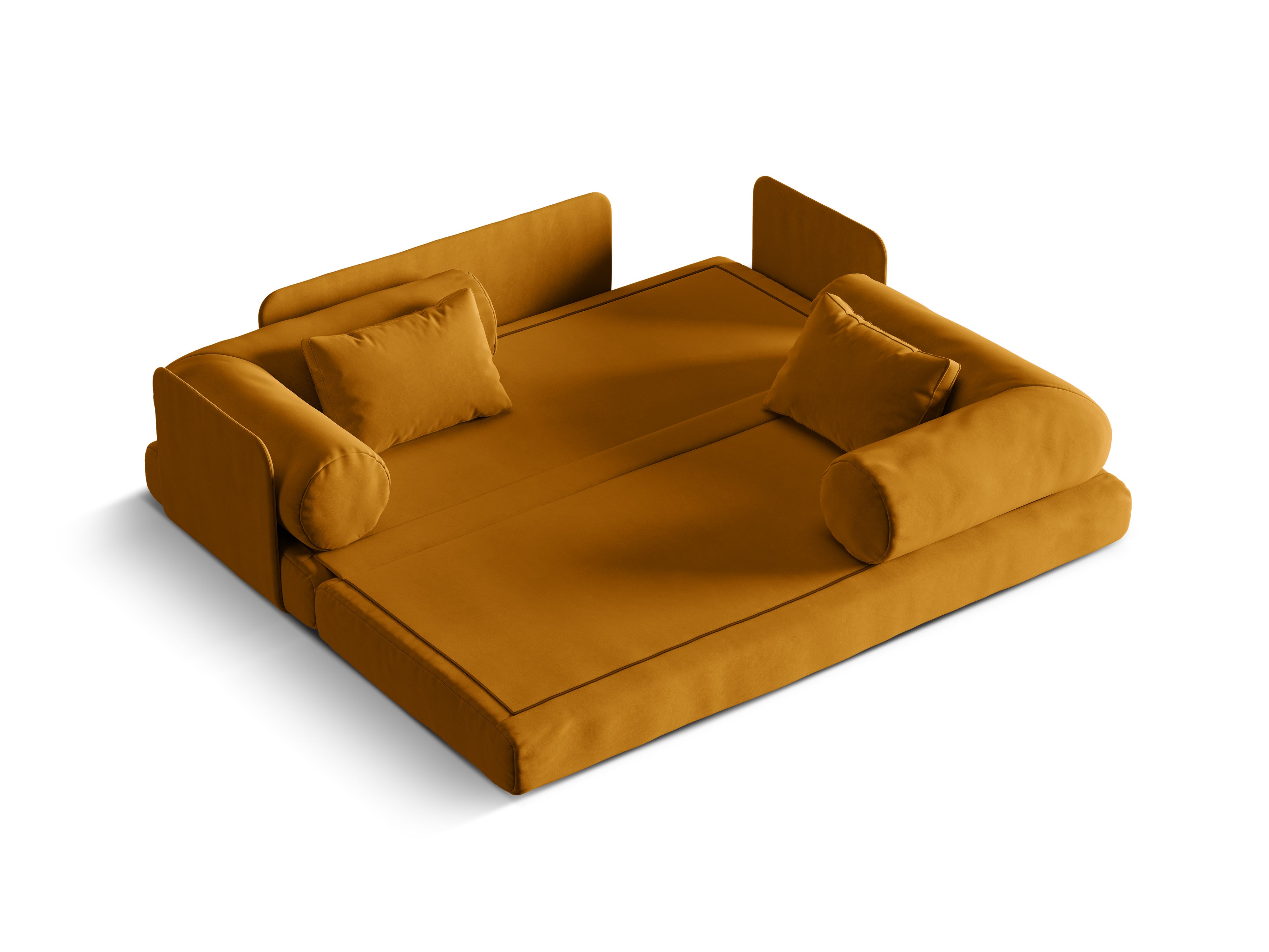 Sofa aksamitna 3-osobowa z funkcją spania DREAMY żółty – Micadoni