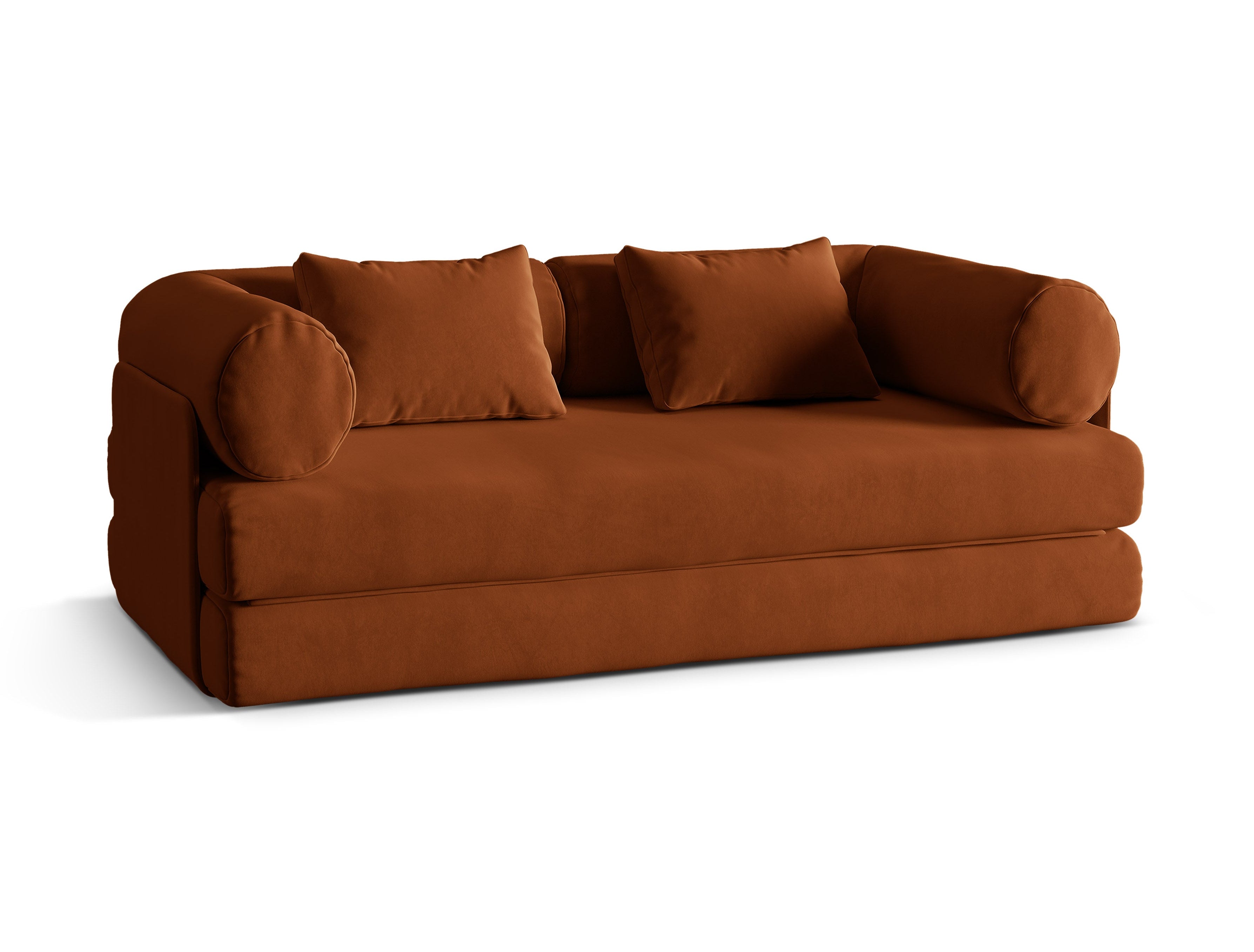 Sofa aus Samt für 3 Personen mit Schlaf-Funktion DREAMY terrakotta