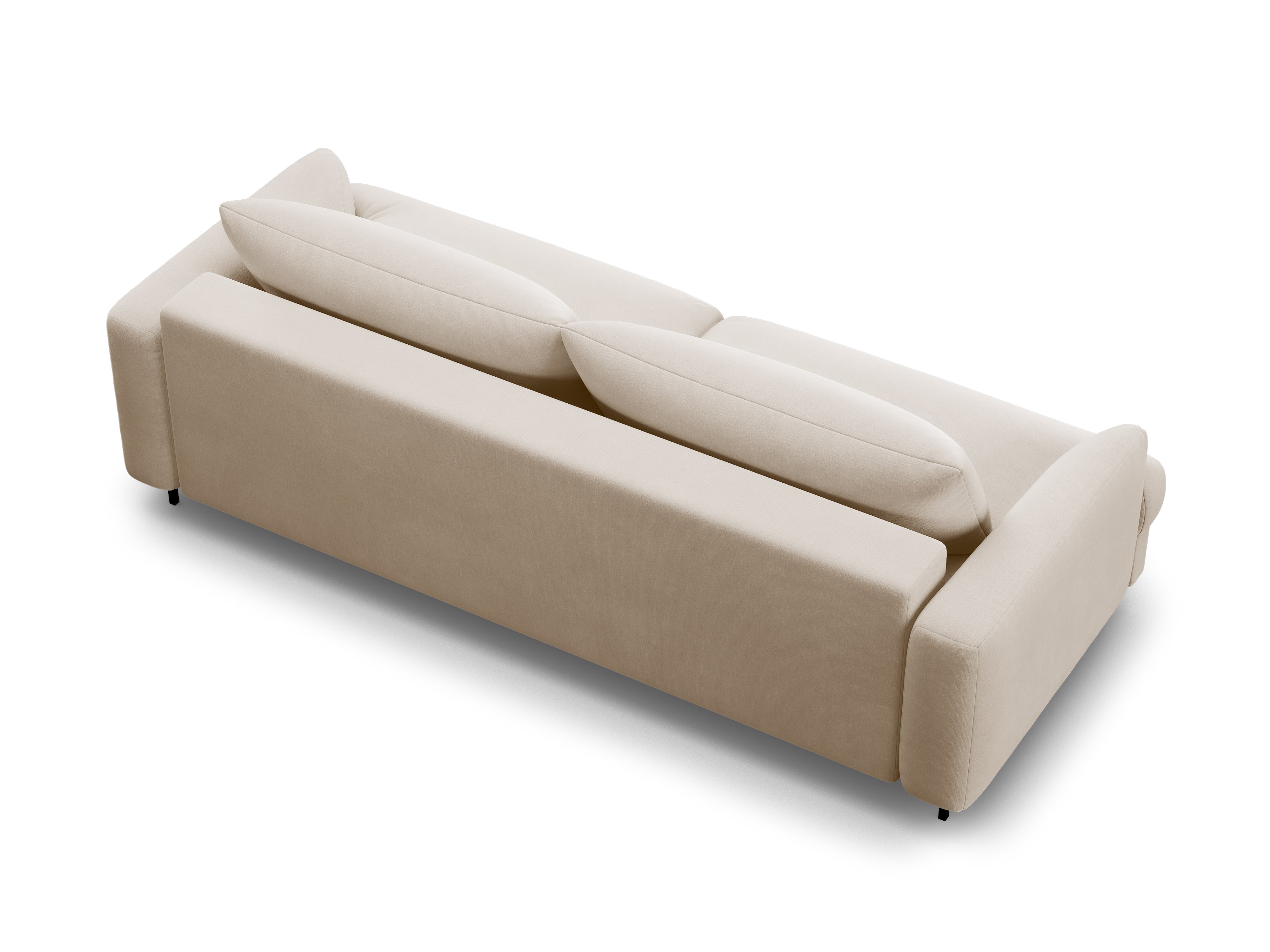 Beige 3-Seater Velvet Sofa with Sleeping Function NAOMI