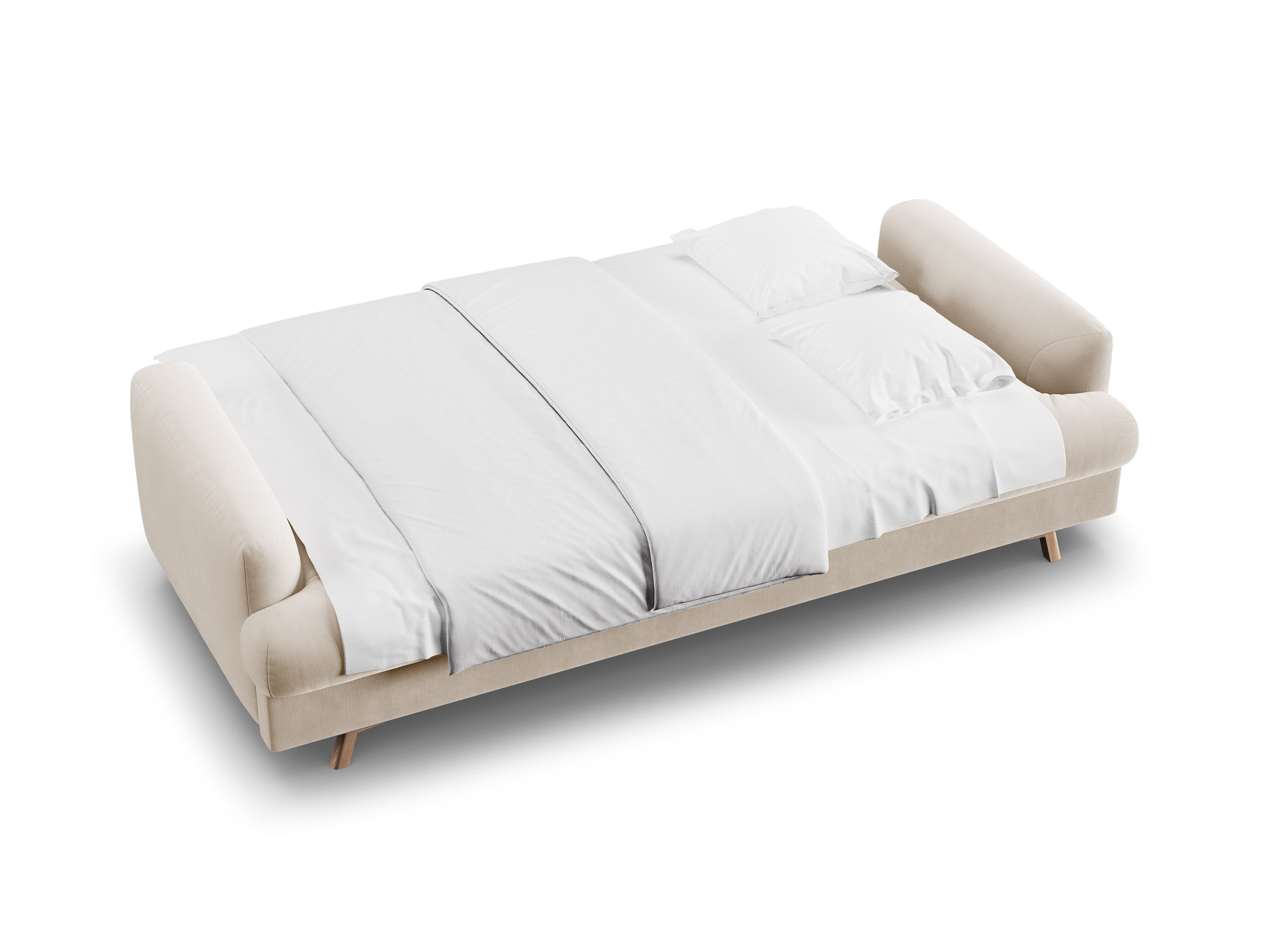 Beige 3-Seater Velvet Sofa with Sleeping Function NAOMI