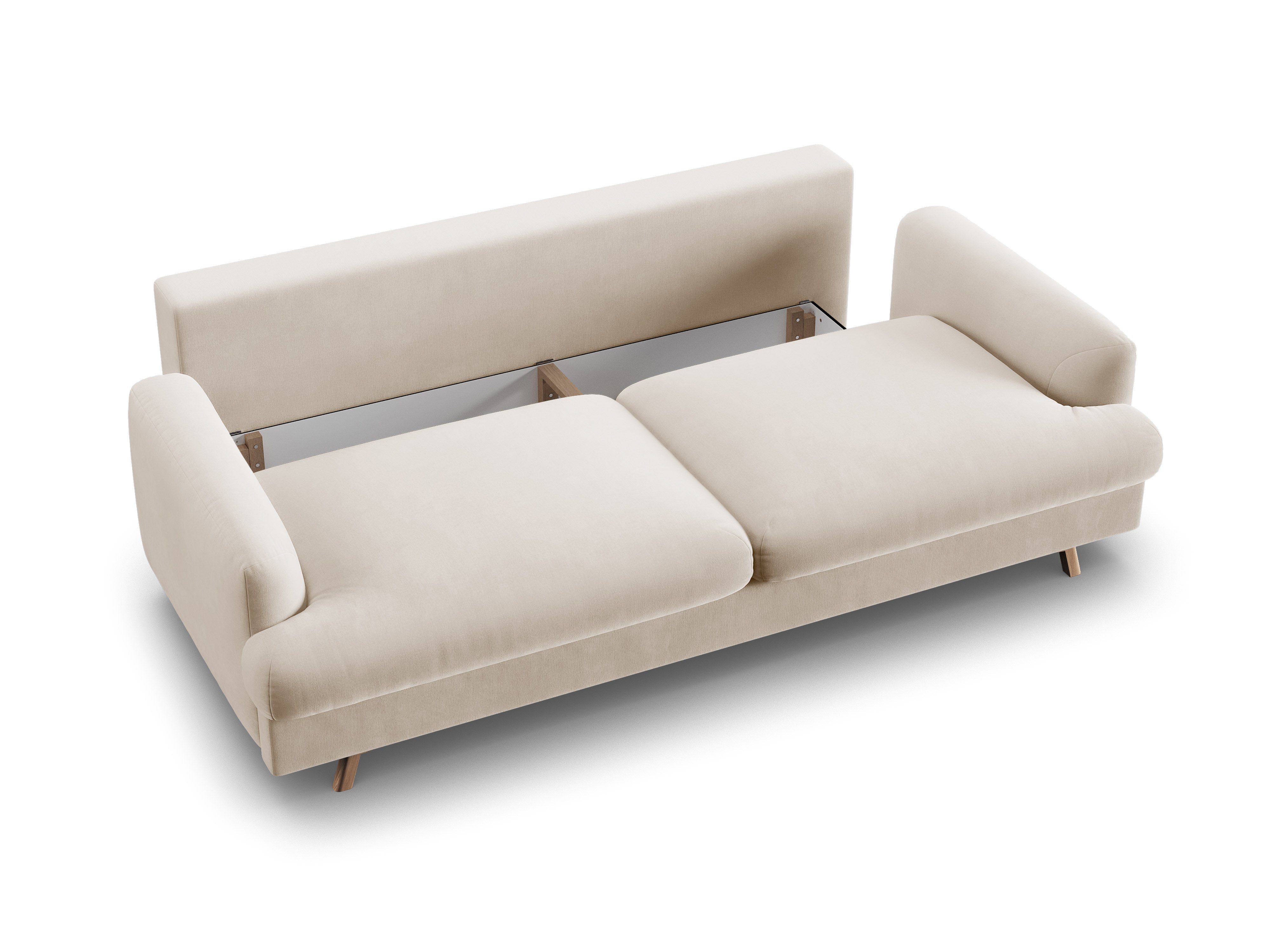 Beige 3-Seater Velvet Sofa with Sleeping Function NAOMI