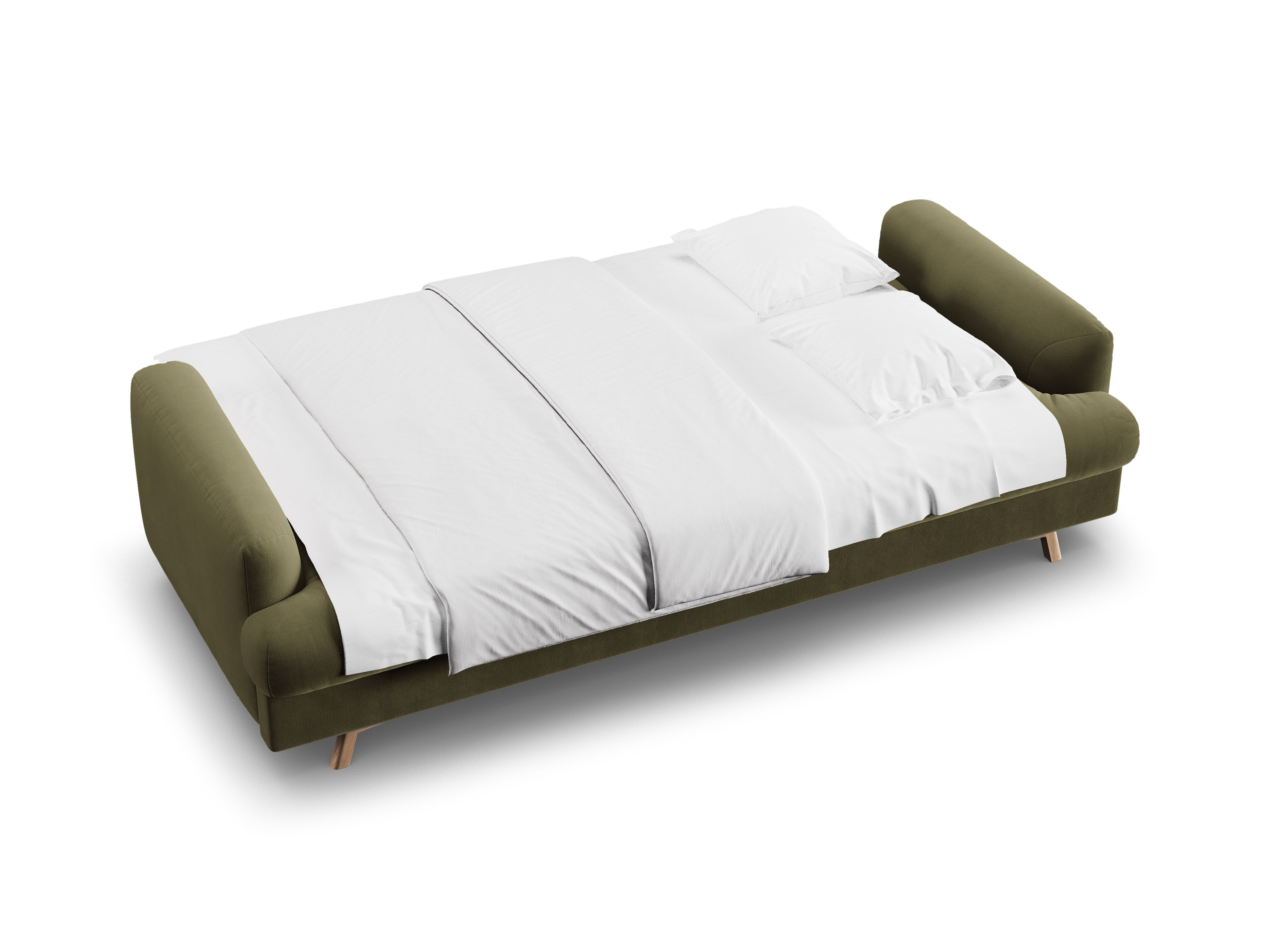 Sofa aus Samt für 3 Personen mit Schlaf-Funktion NAOMI grün