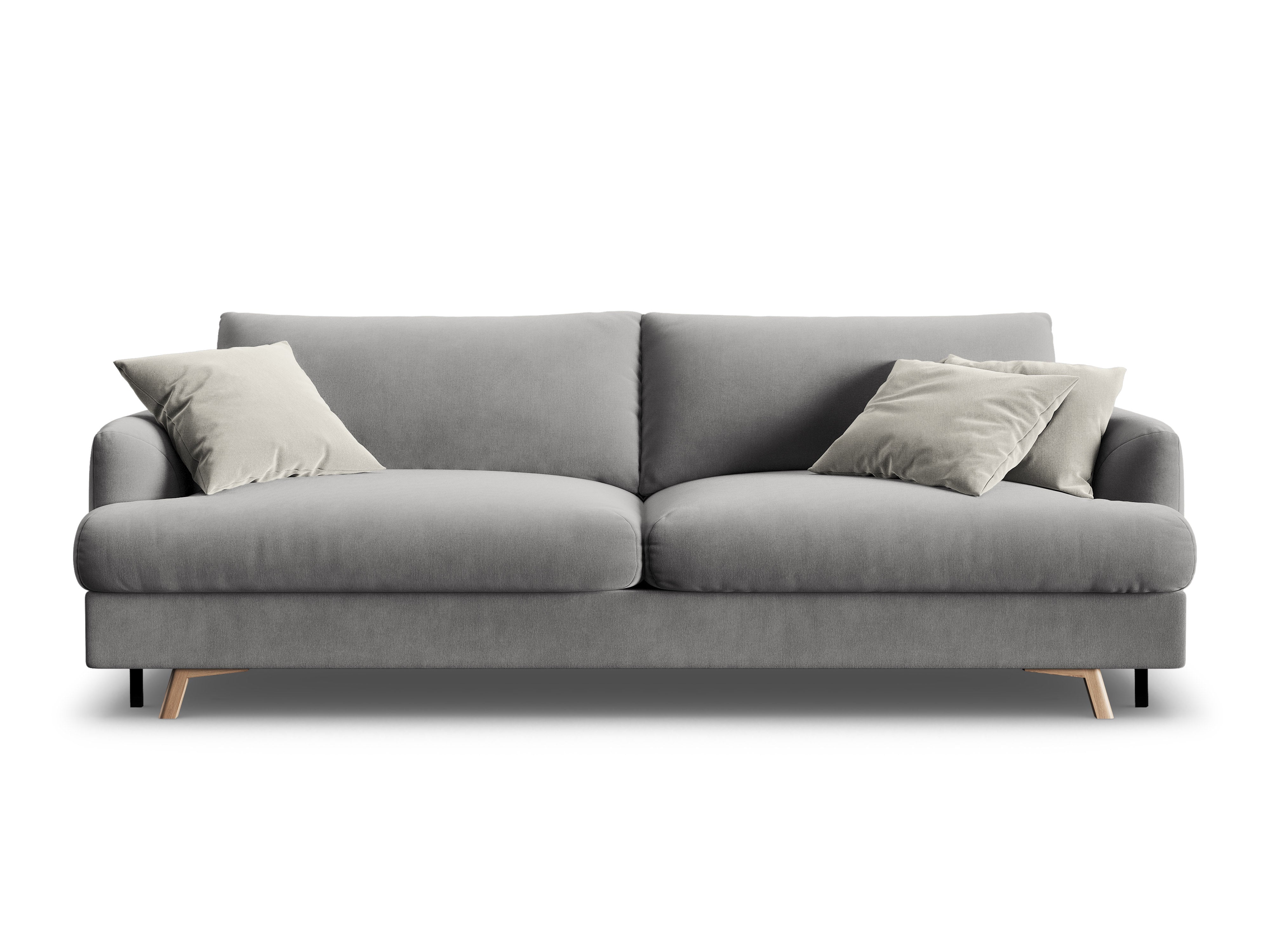 Sofa aksamitna 3-osobowa z funkcją spania NAOMI szary – styl nowoczesny