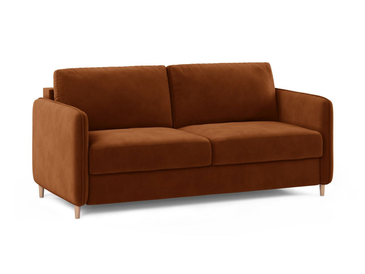 Sofa aksamitna 3-osobowa z funkcją spania SIMO terakota – ujęcie 2