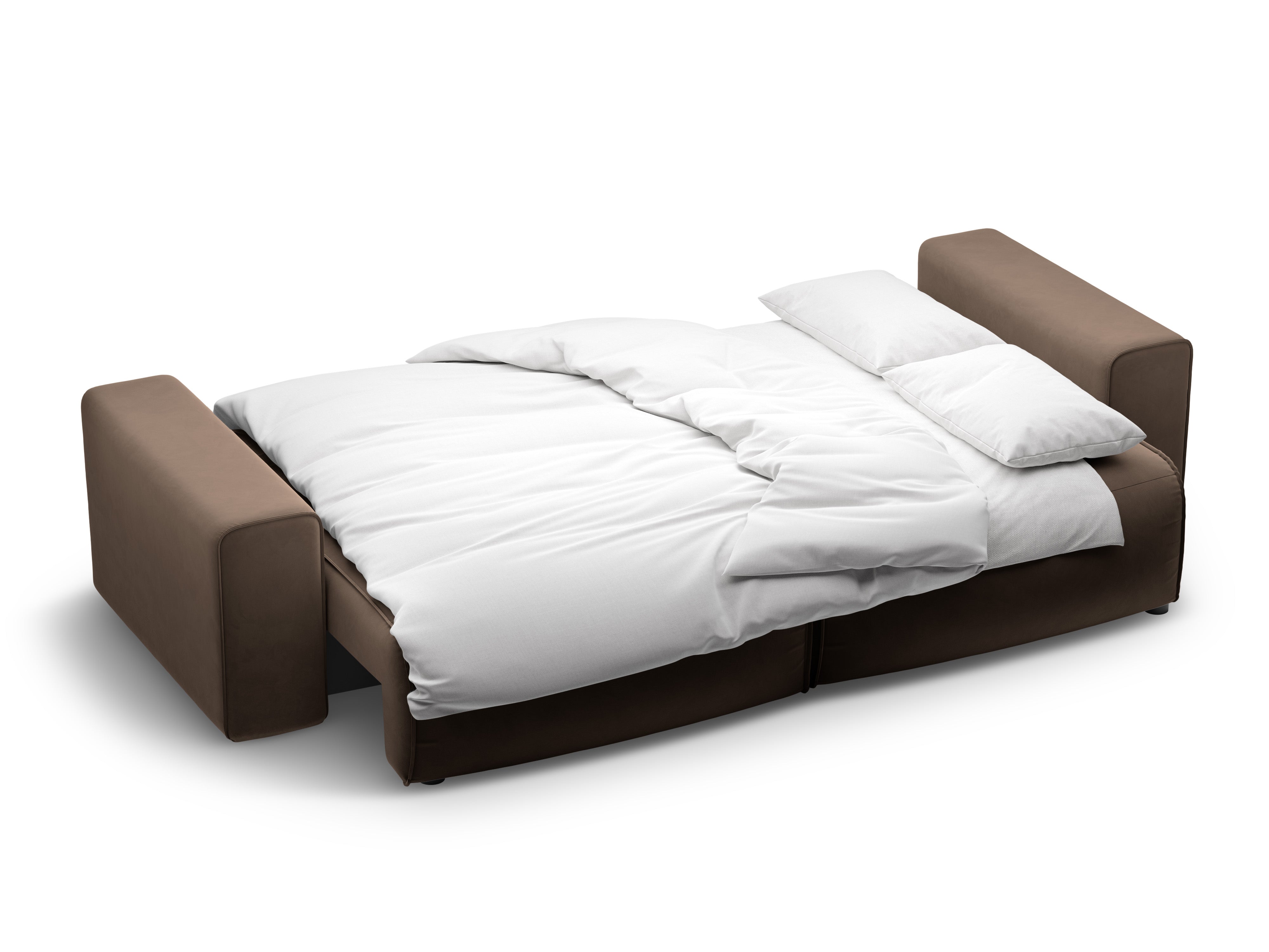 Sofa aus Samt für 3 Personen mit Schlaf-Funktion VICTOR schokoladenbraun