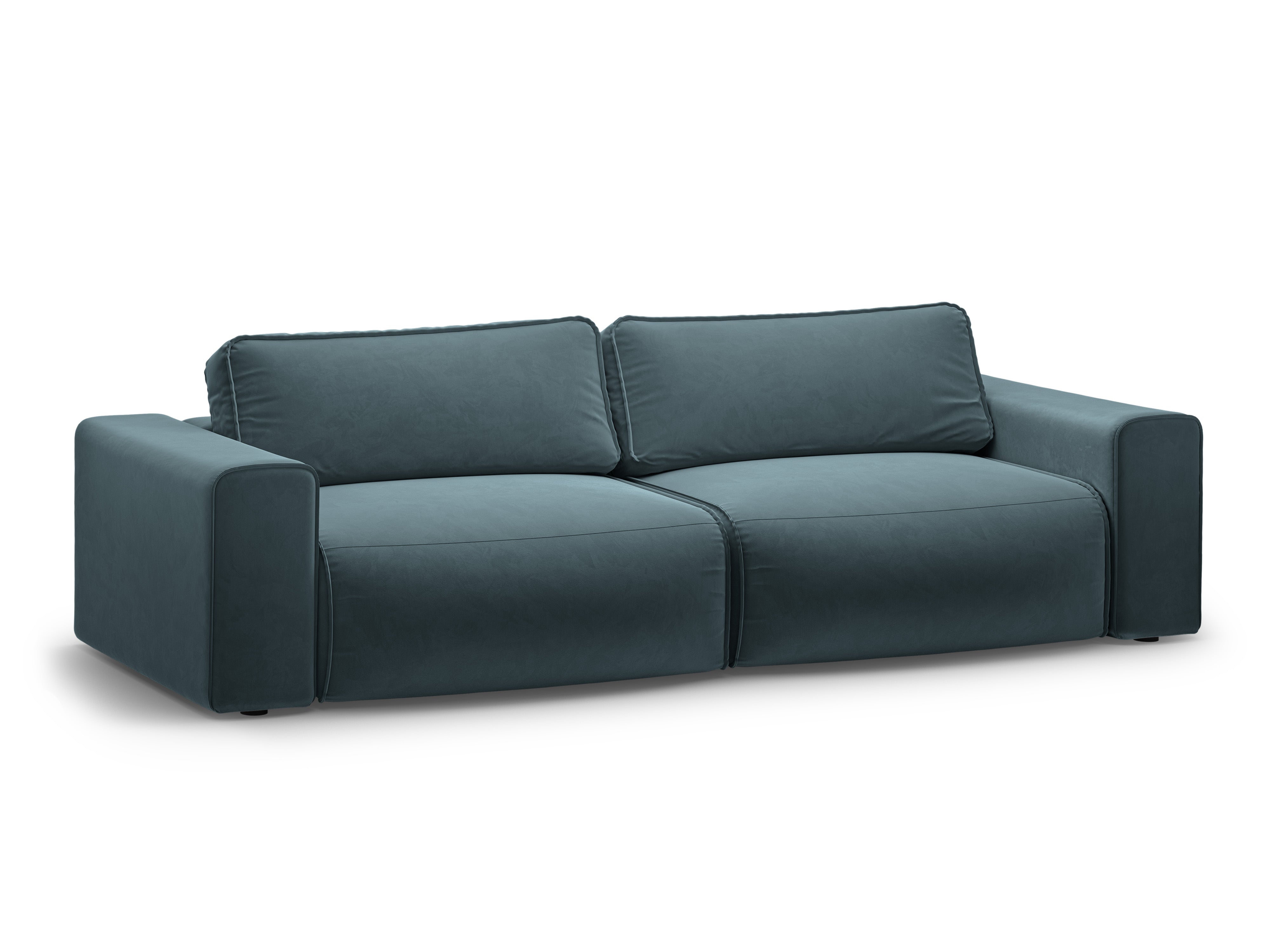 Sofa aus Samt für 3 Personen mit Schlaf-Funktion VICTOR blau