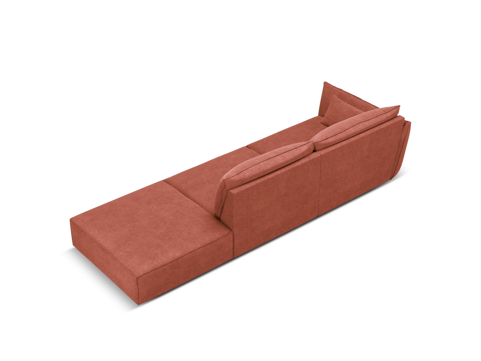 Sofa z otomaną prawostronną 4-osobowa KAELLE terakota szenil Over The Horizon – ujęcie tylne