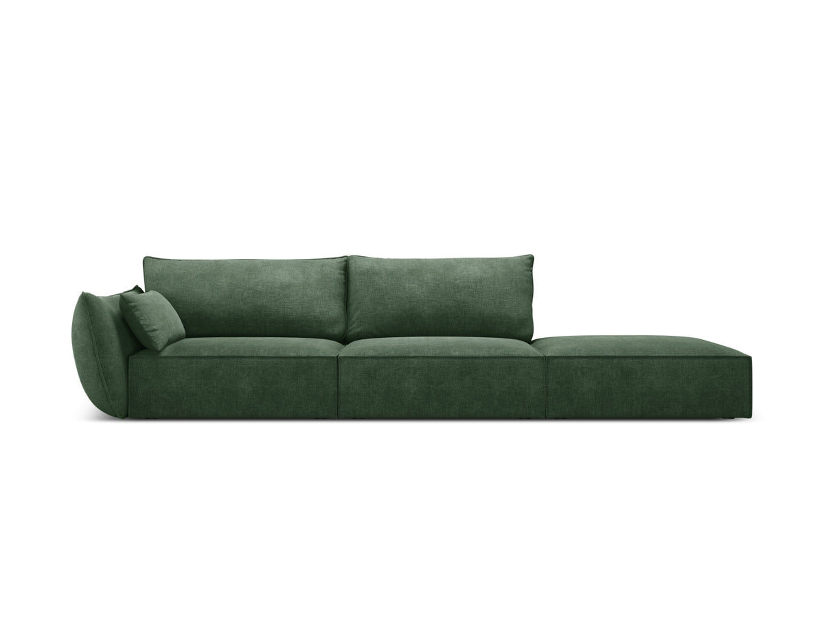 Sofa z otomaną prawostronną 4-osobowa KAELLE butelkowa zieleń szenil Over The Horizon – Micadoni