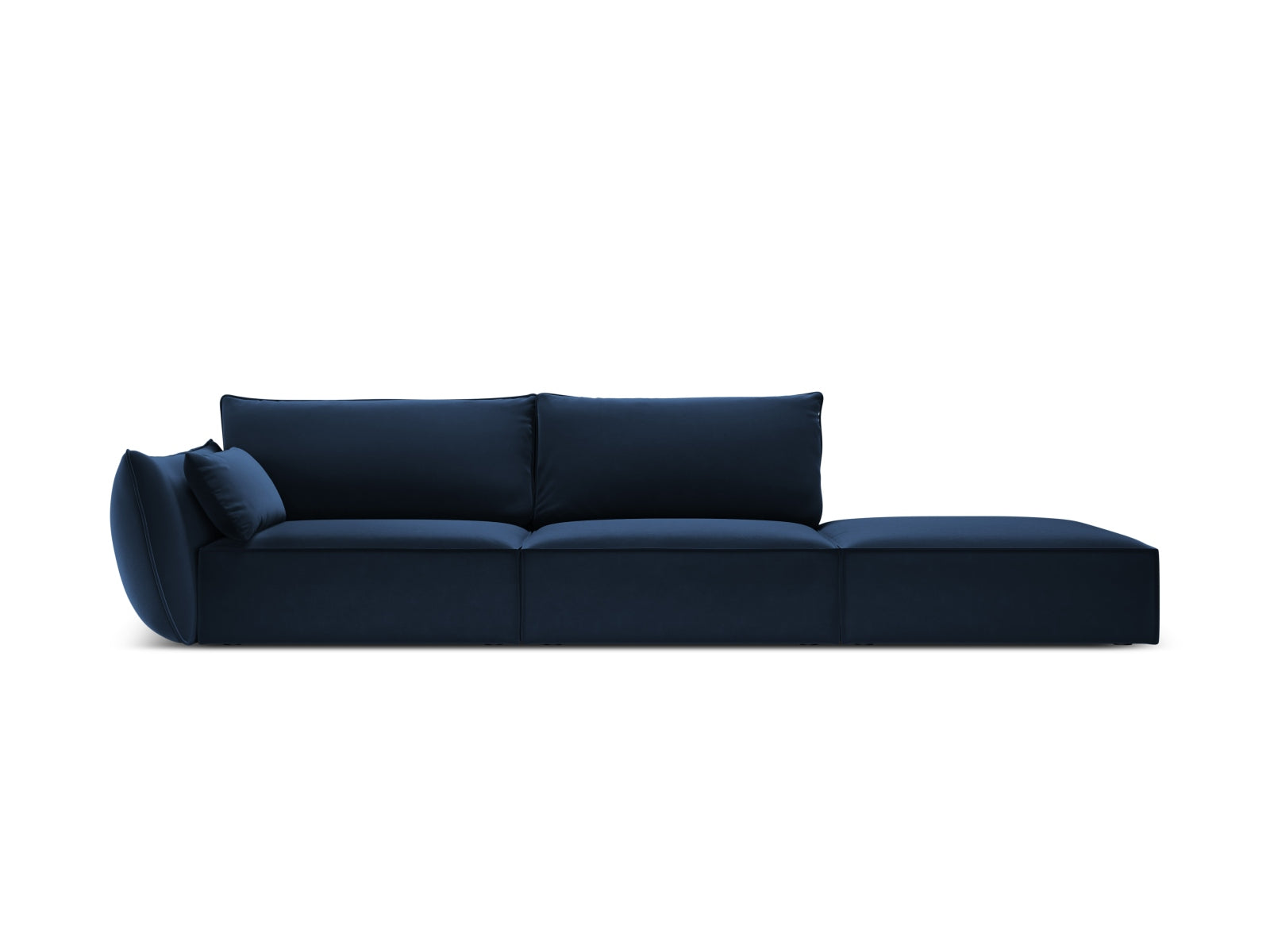 Sofa aksamitna z otomaną prawostronną 4-osobowa KAELLE kobaltowy – Micadoni