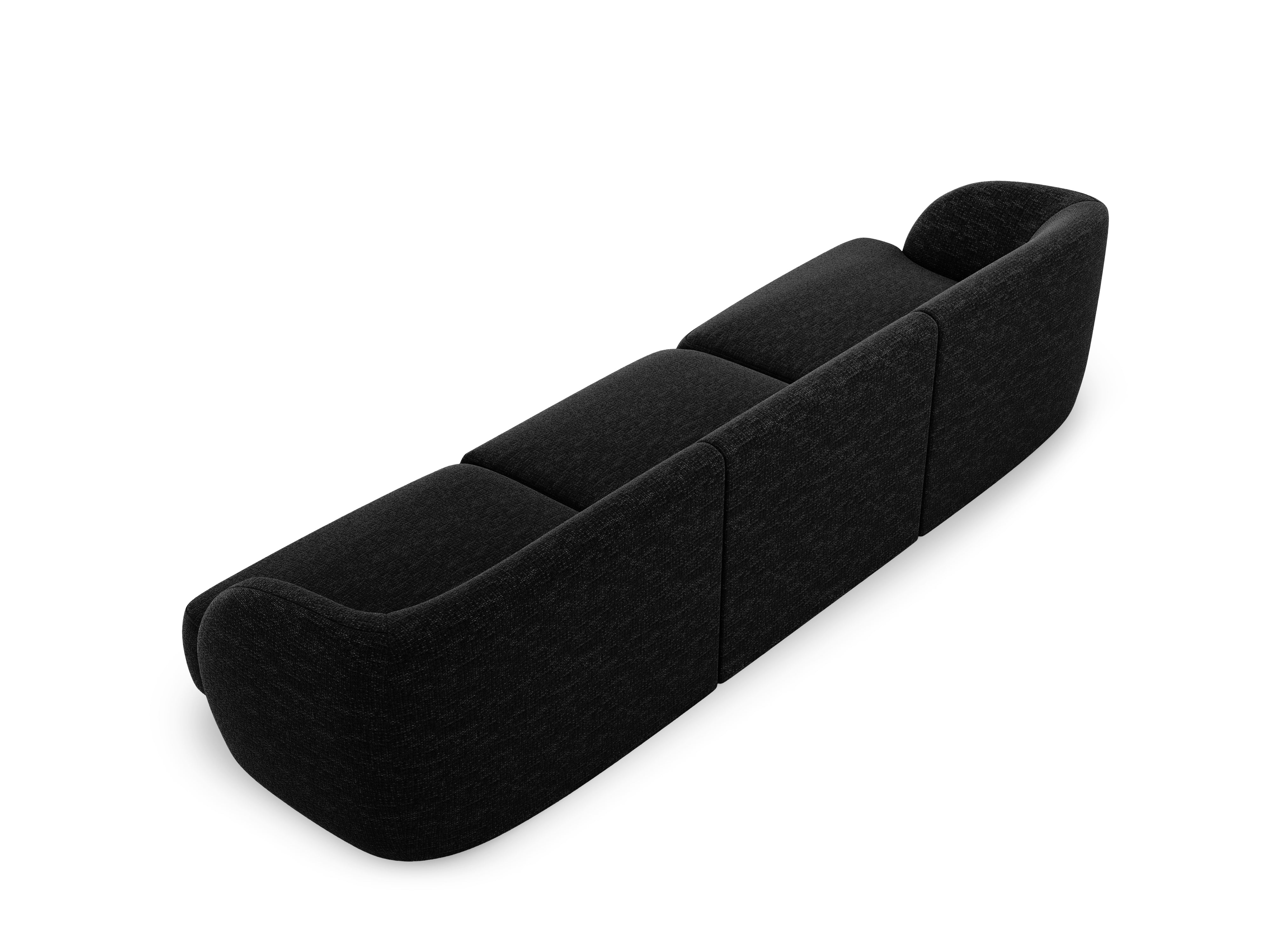 Sofa w tkaninie szenilowej 3-osobowa MILEY czarny Micadoni    Eye on Design