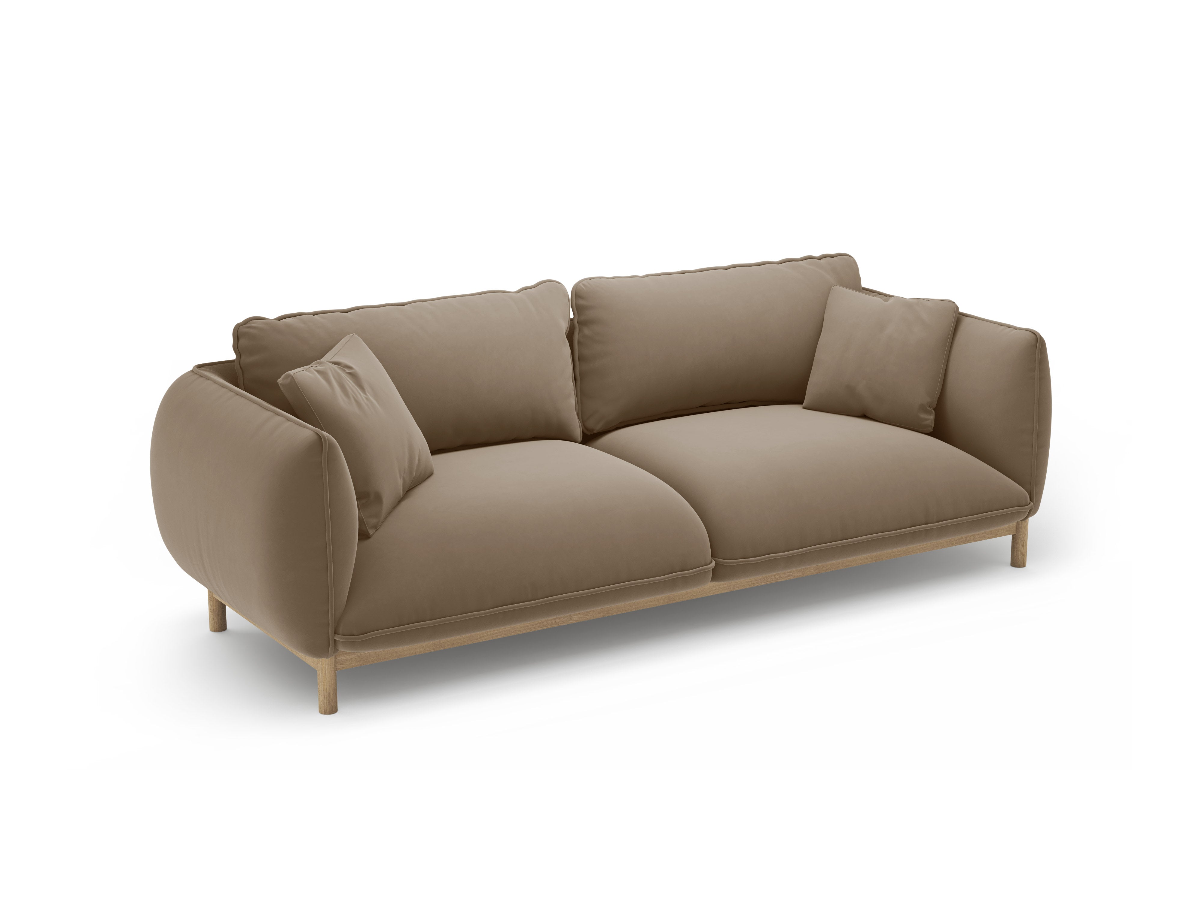 Sofa aus Samt 3-sitzig ADA hellbraun