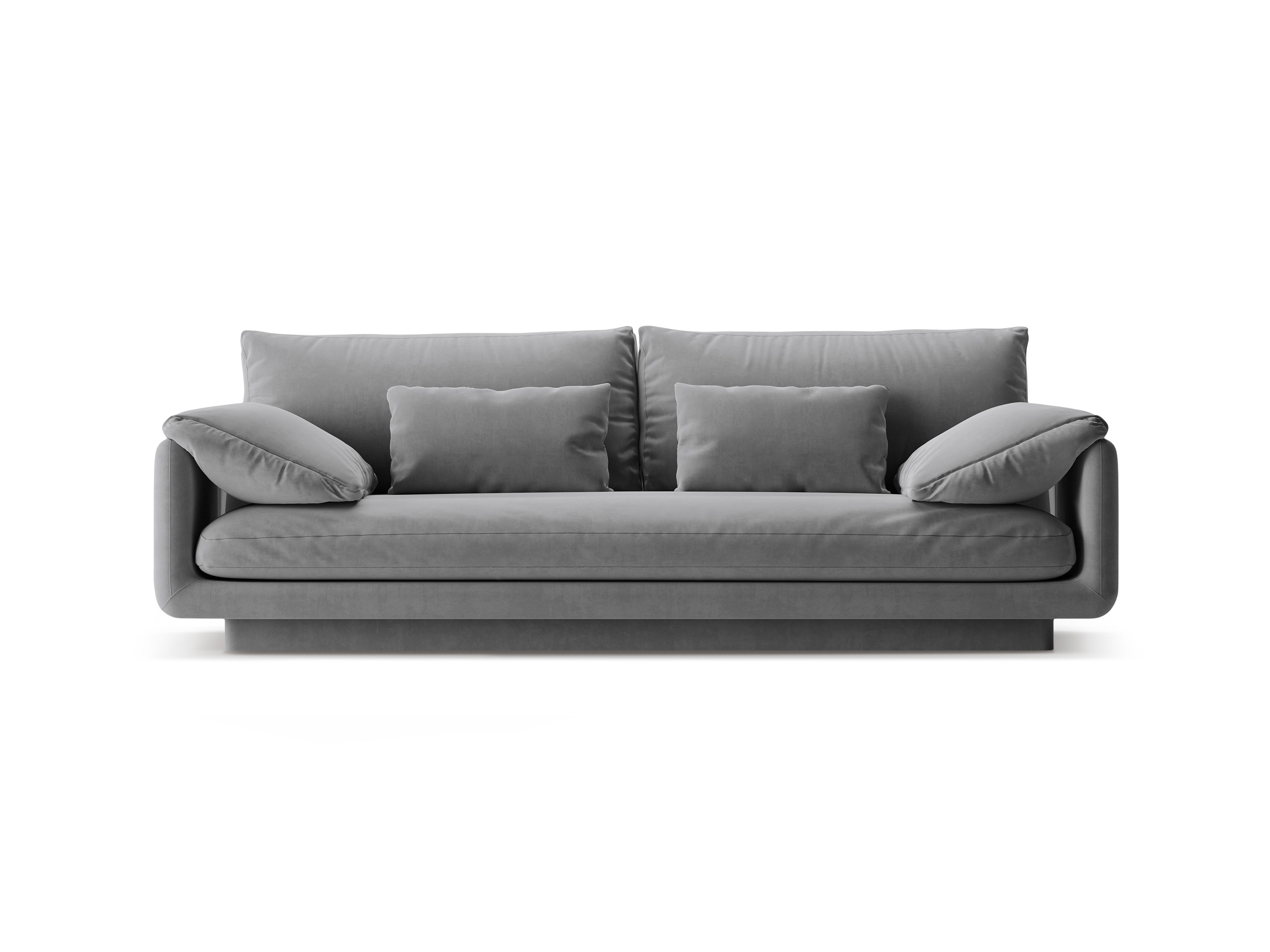 Velvet sofa 3-person torino light gray