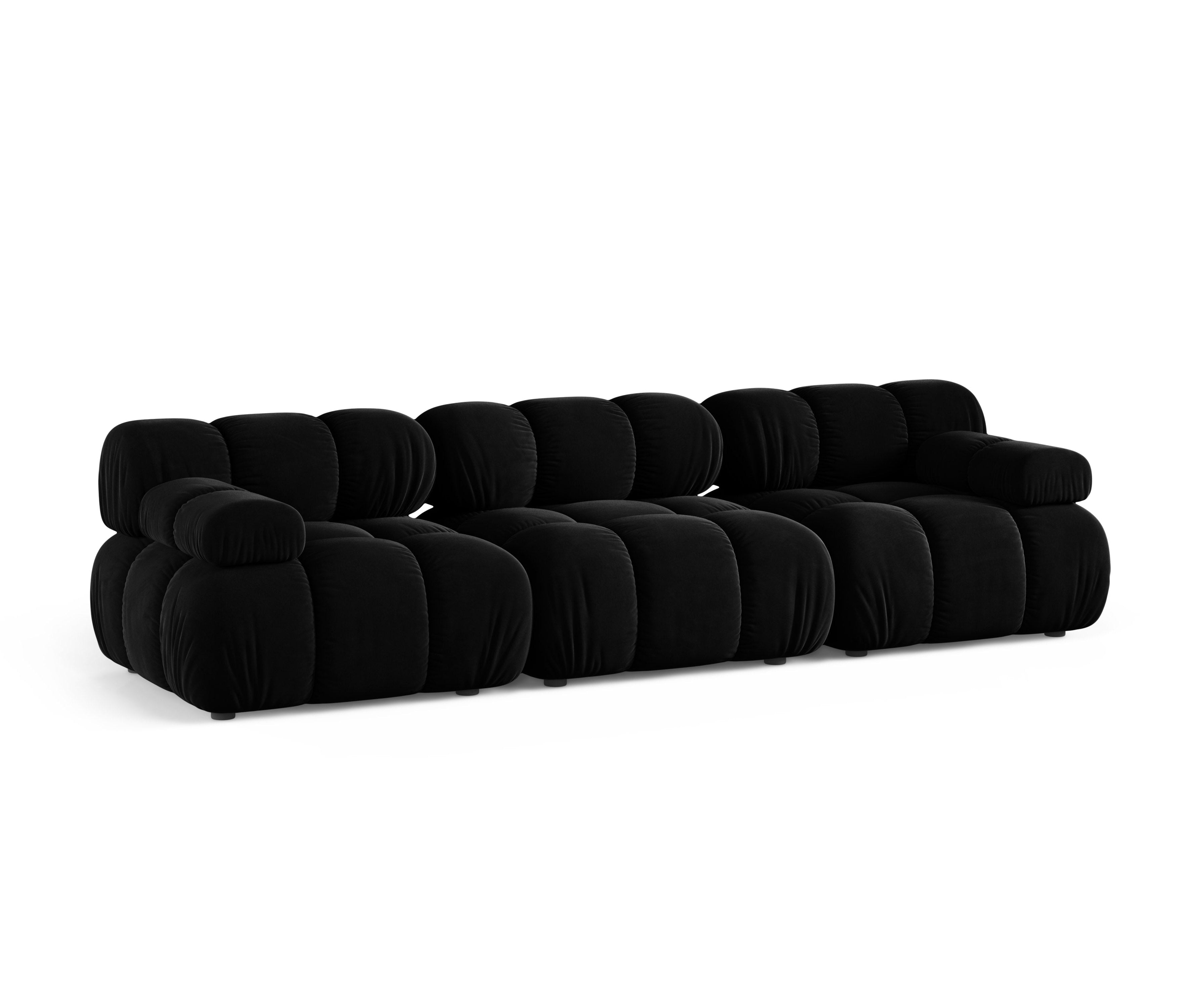 Modulares 3-Sitzer-Sofa BELLIS aus schwarzem Samt