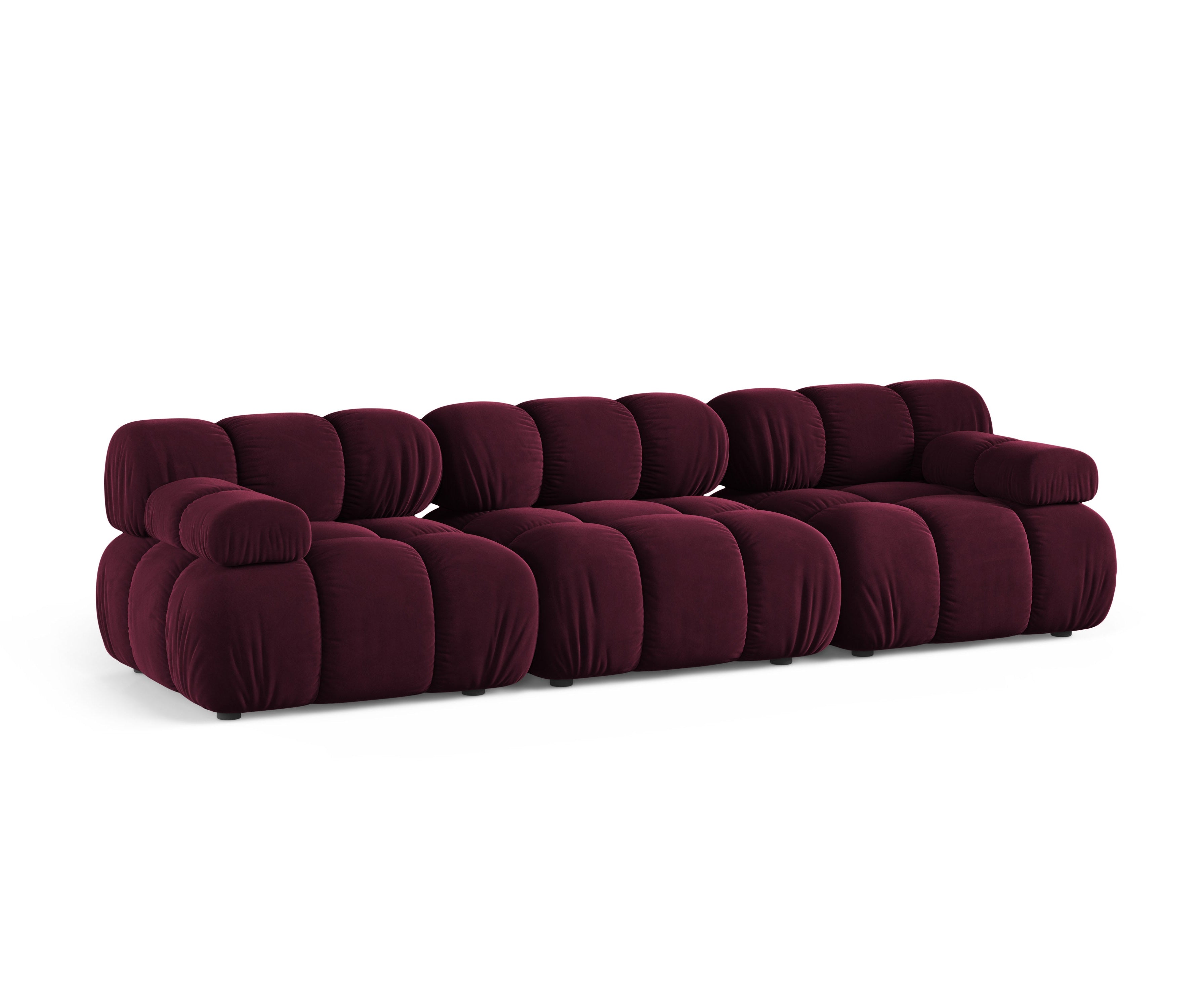Modulares 3-Sitzer-Sofa BELLIS in burgunderfarbenem Velours