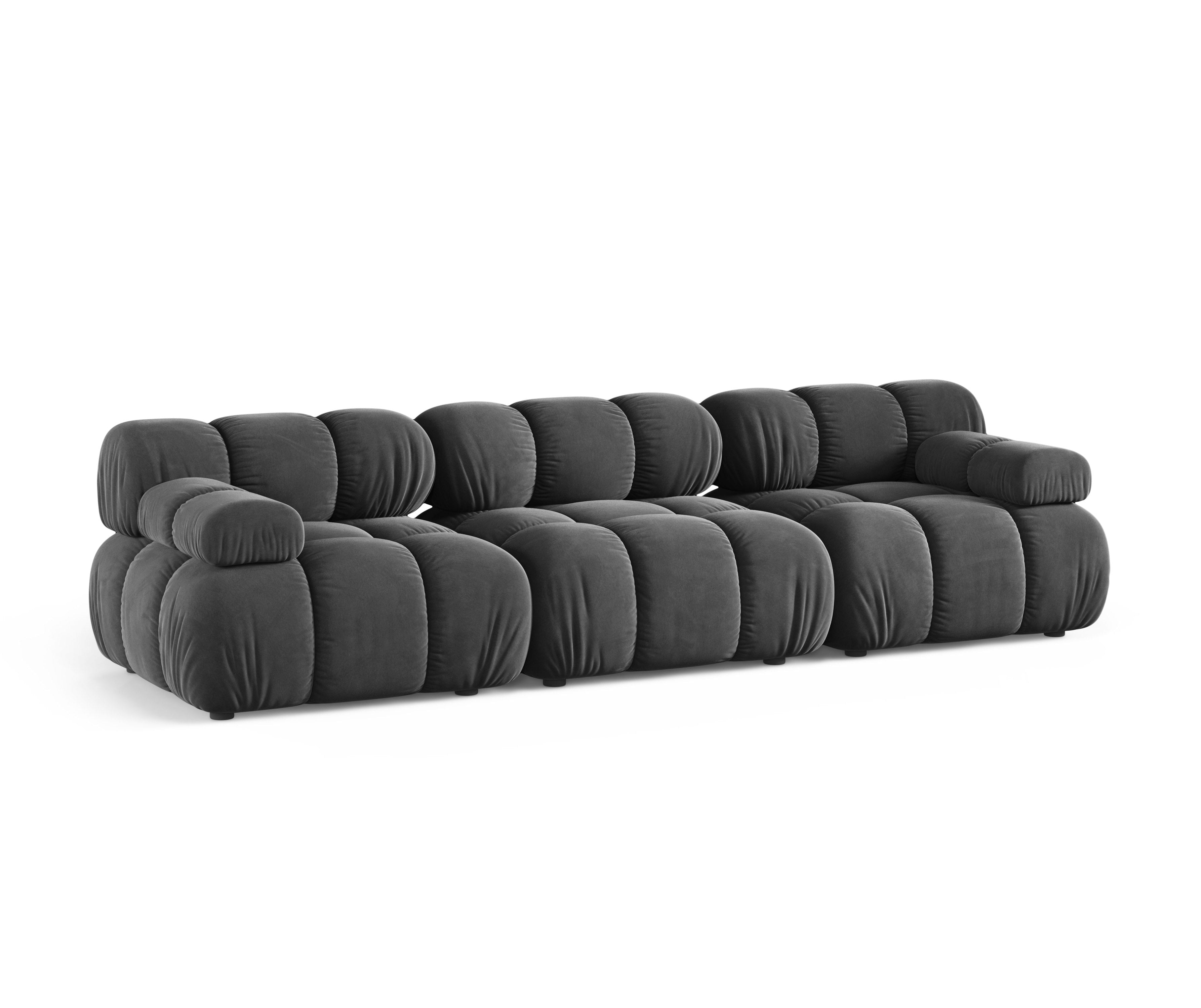 Modulares 3-Sitzer-Sofa BELLIS aus grauem Velours