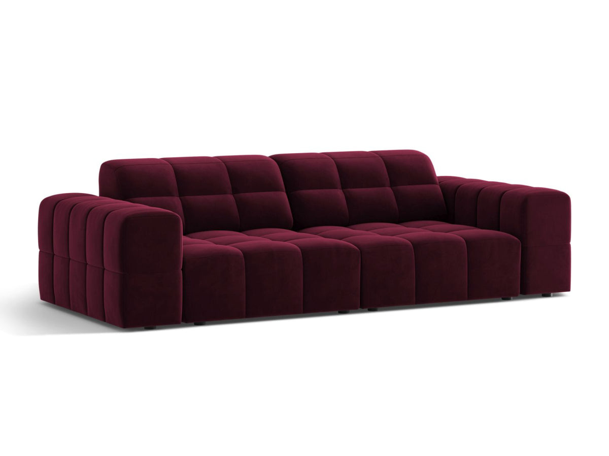 Sofa aksamitna 3-osobowa JENNIFER bordowy Venus – ujęcie boczne
