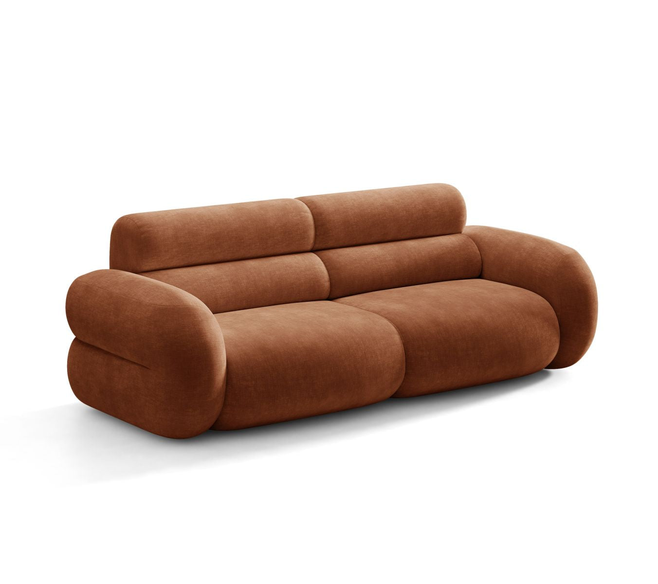 Sofa für 3 Personen NEO in ziegelrotem Chenille