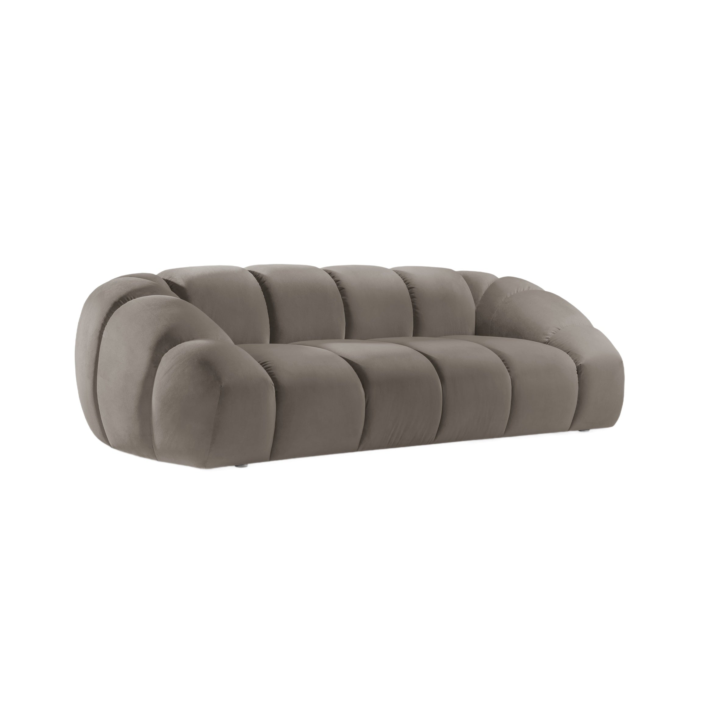 Sofa aus Samt 3-sitzig DIANA grau-braun