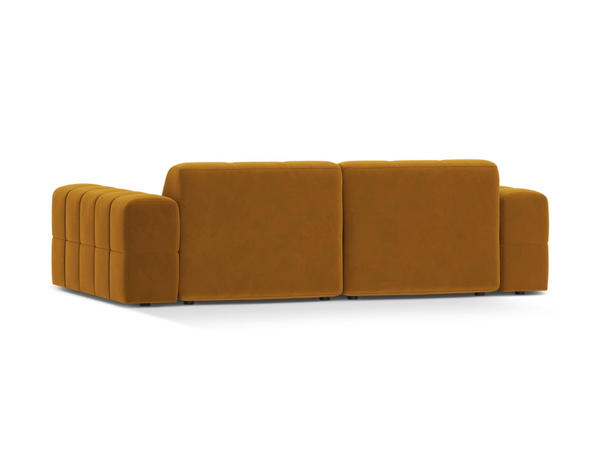 Sofa aksamitna 3-osobowa JENNIFER żółty Bluvel – ujęcie tylne