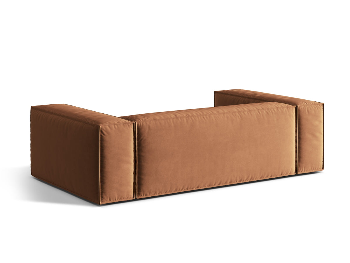 Sofa aksamitna 3-osobowa NURIA miodowy – ujęcie tylne