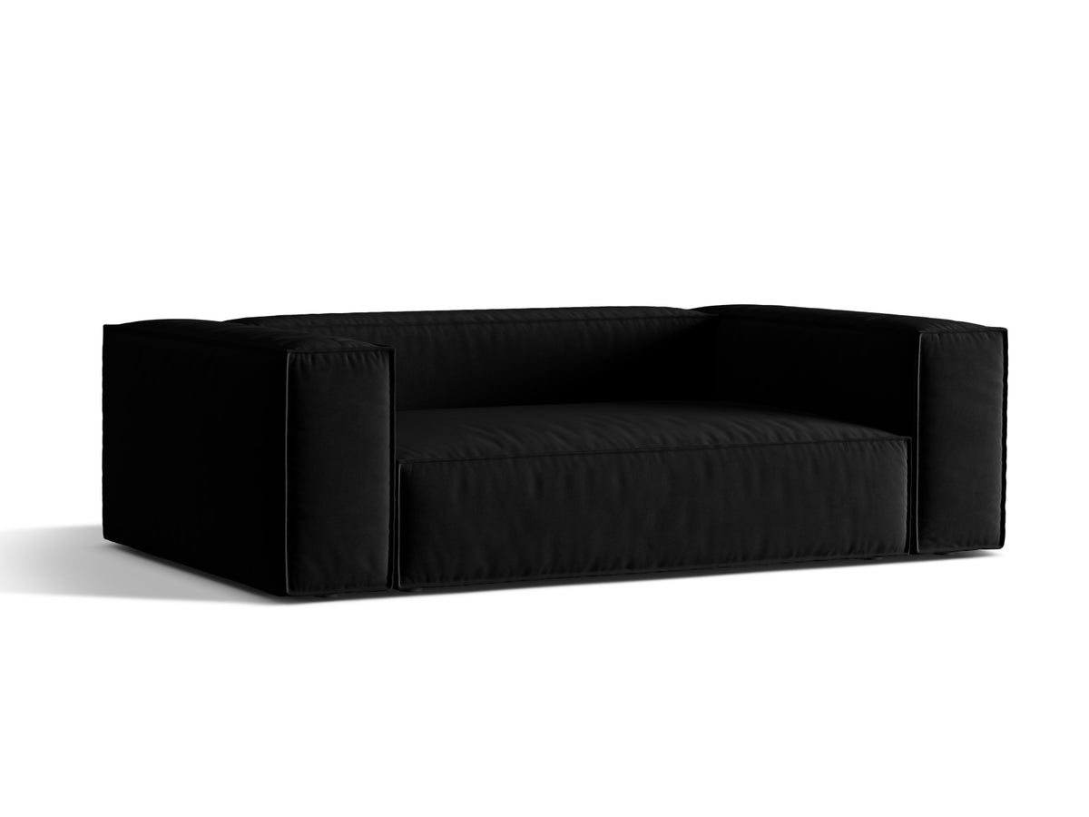Sofa aksamitna 3-osobowa NURIA czarny – ujęcie boczne
