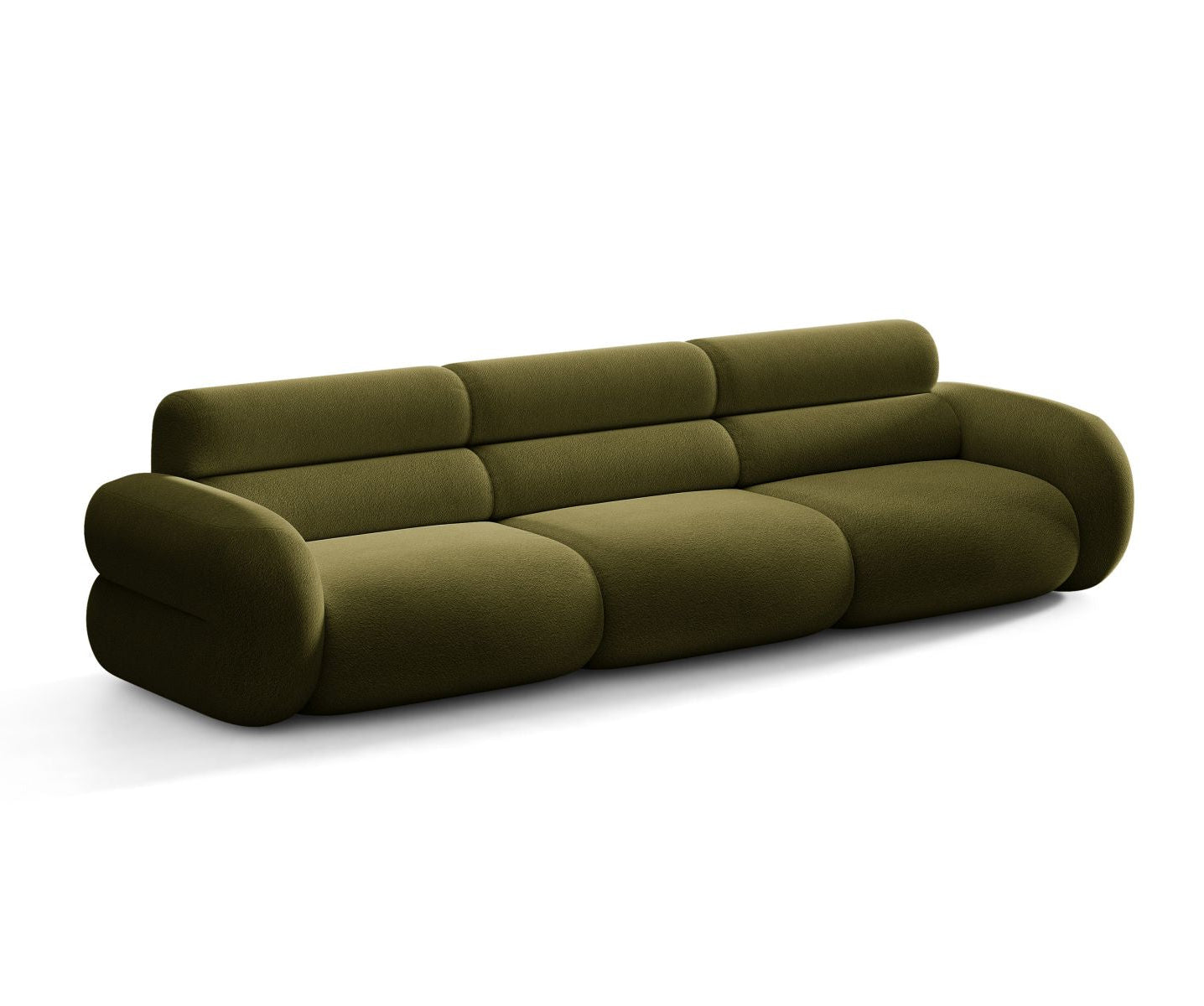 Sofa für 4 Personen NEO in olivgrünem Boucle