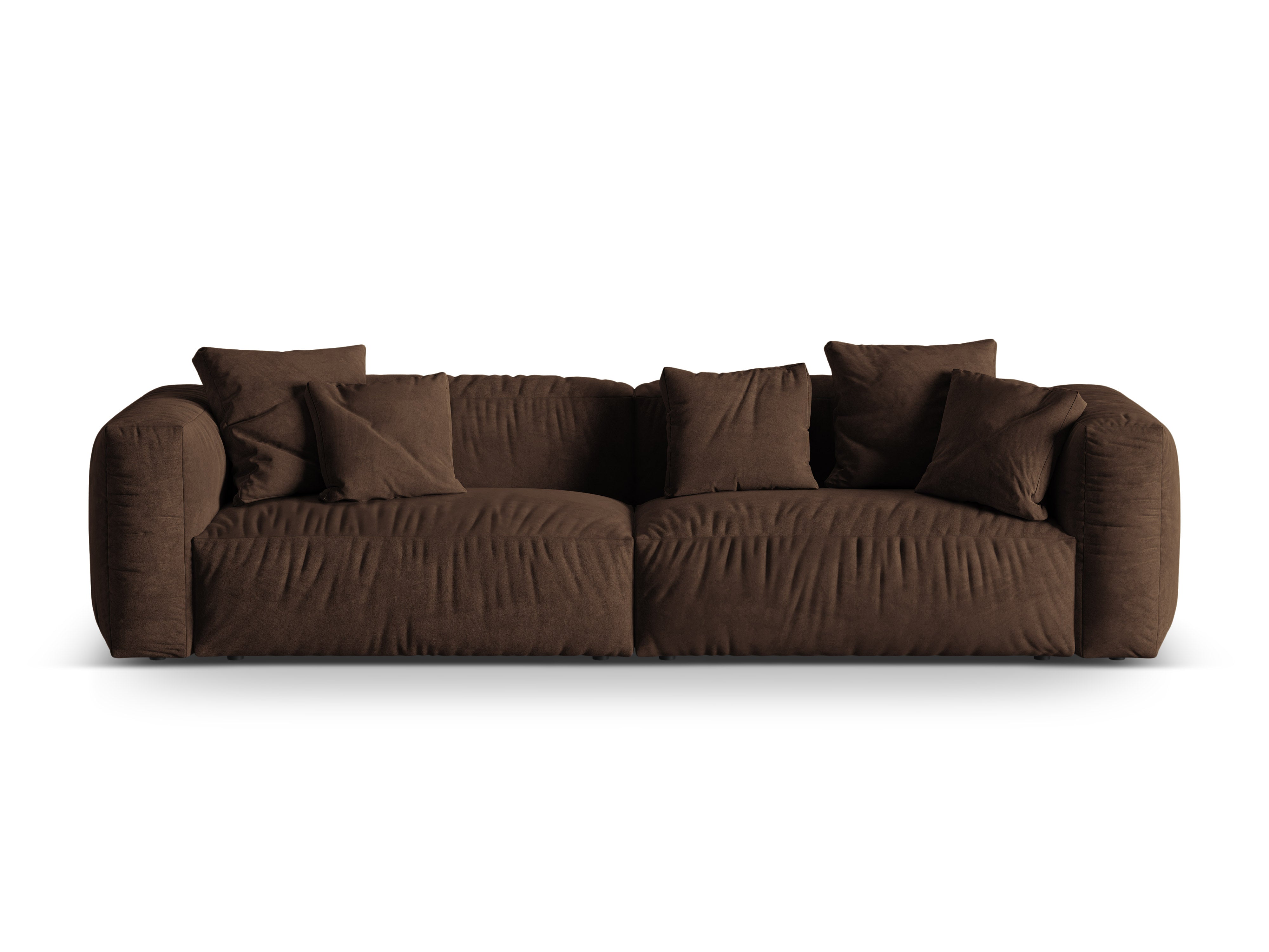 Sofa aus Samt für 4 Personen MARTINA in Schokoladenfarbe