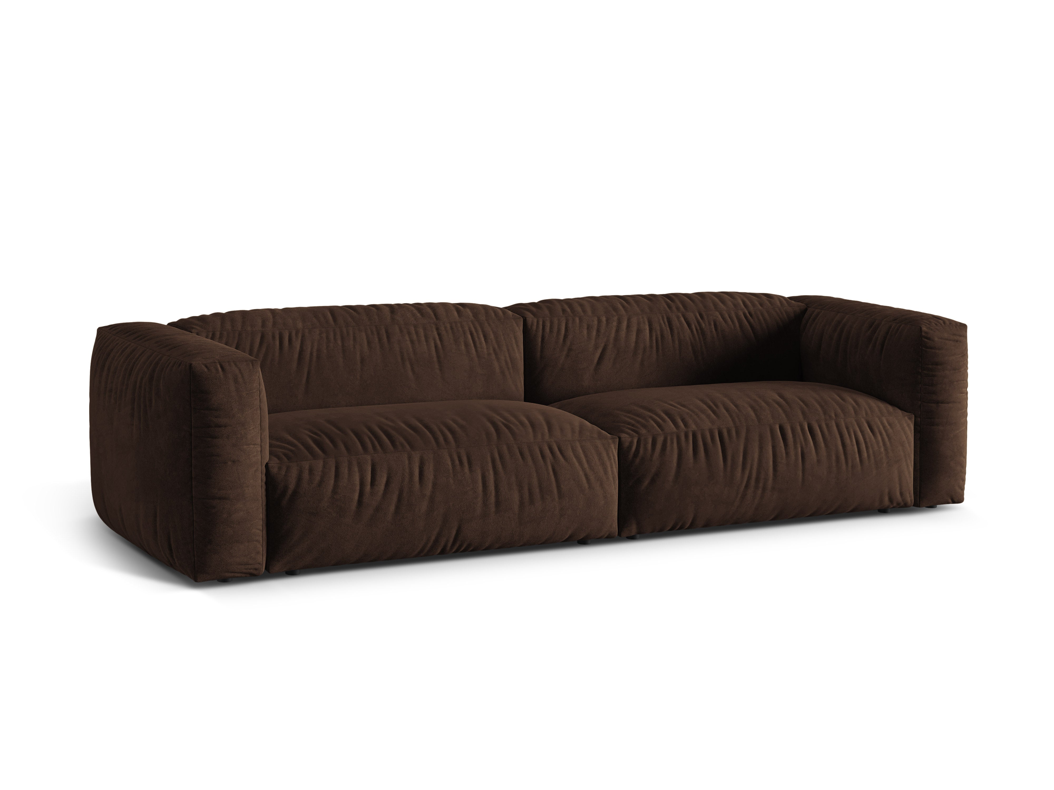 Sofa aus Samt für 4 Personen MARTINA in Schokoladenfarbe