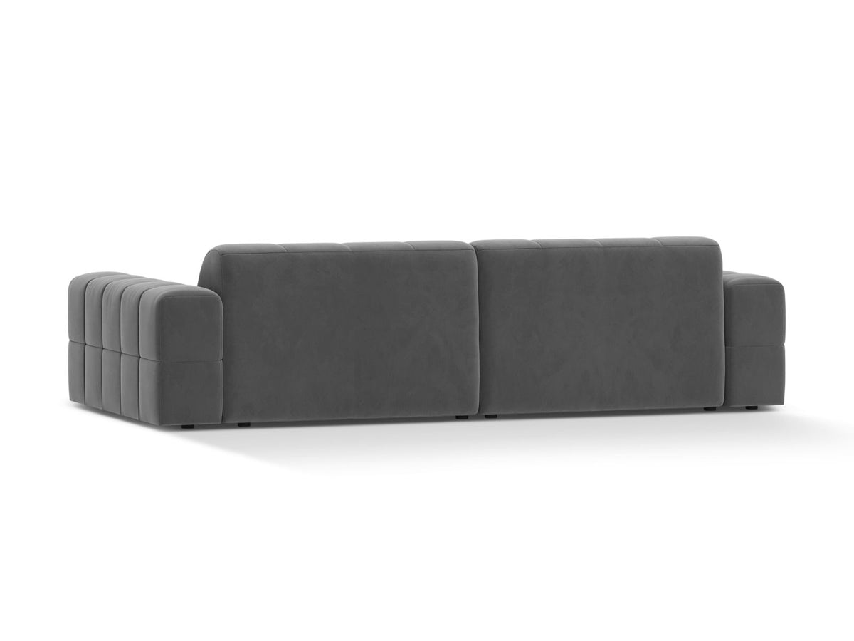 Sofa aksamitna 4-osobowa JENNIFER jasnoszary Venus – ujęcie tylne