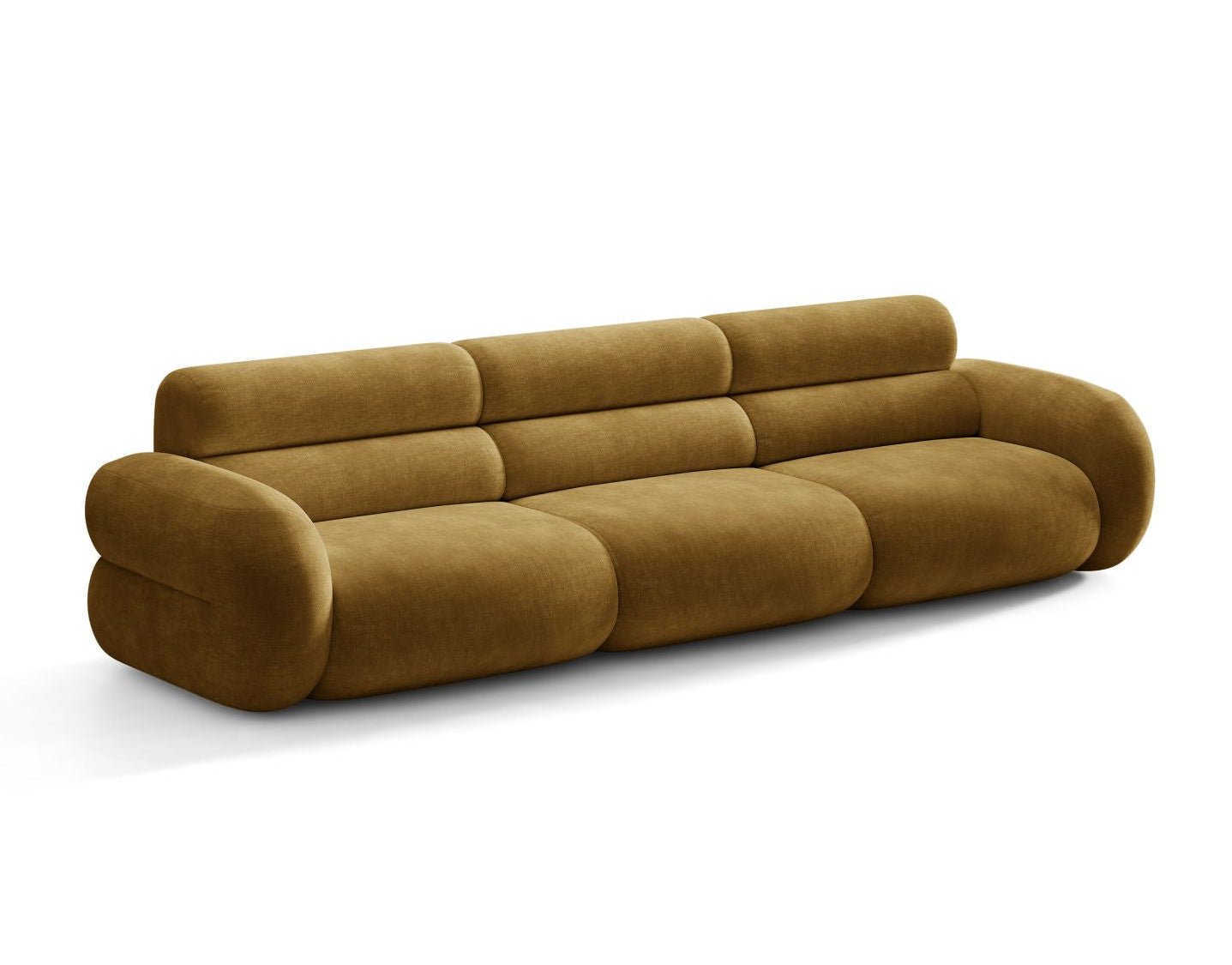 Sofa für 4 Personen NEO in senfgelbem Chenille