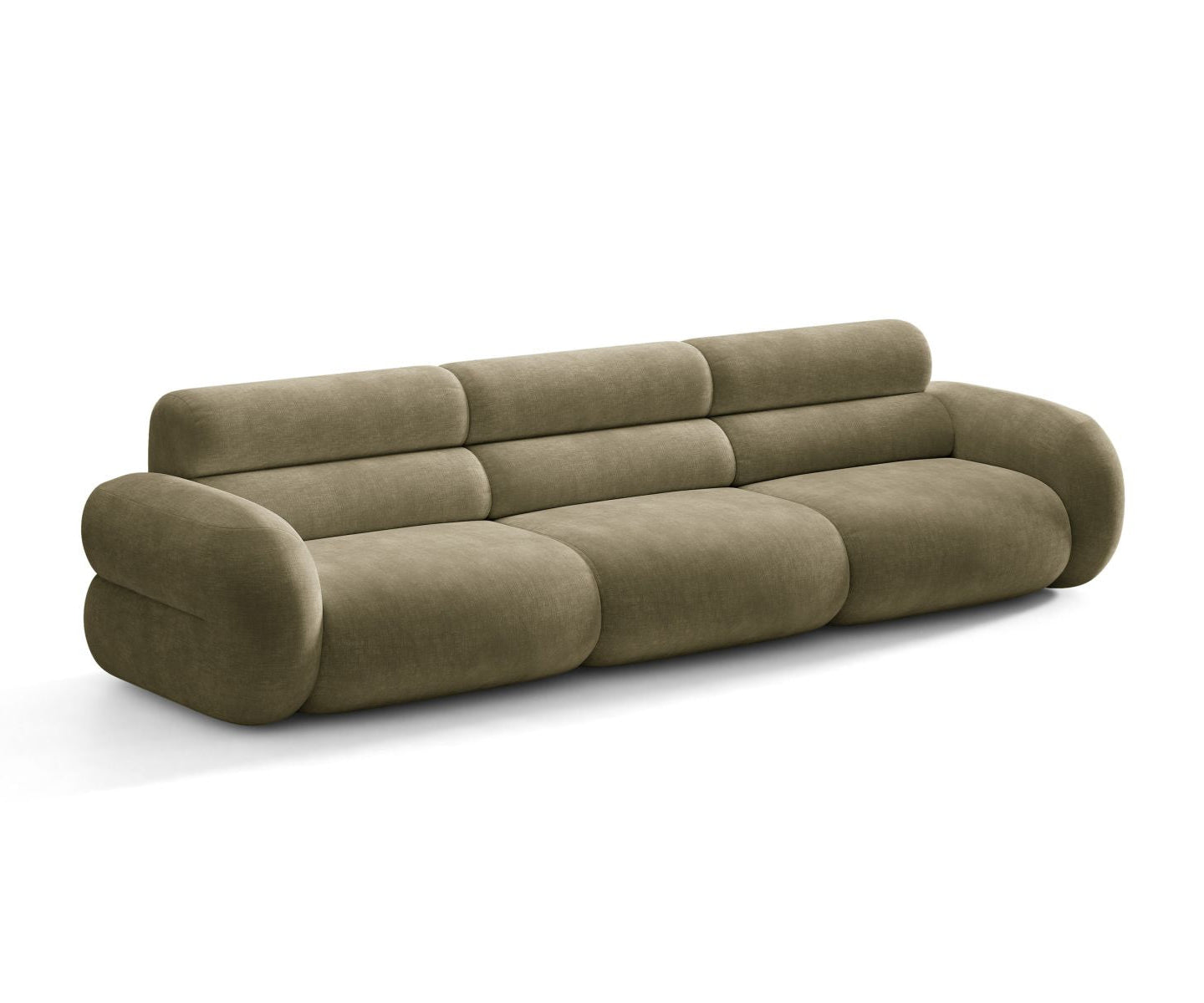 Sofa für 4 Personen NEO in olivgrünem Chenille
