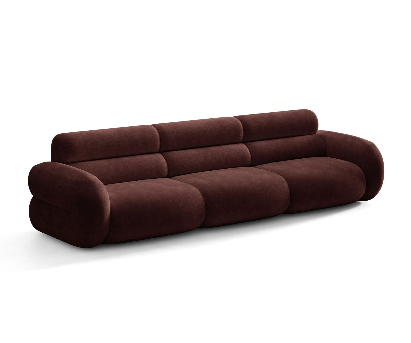 Sofa für 4 Personen NEO in kirschrotem Chenille