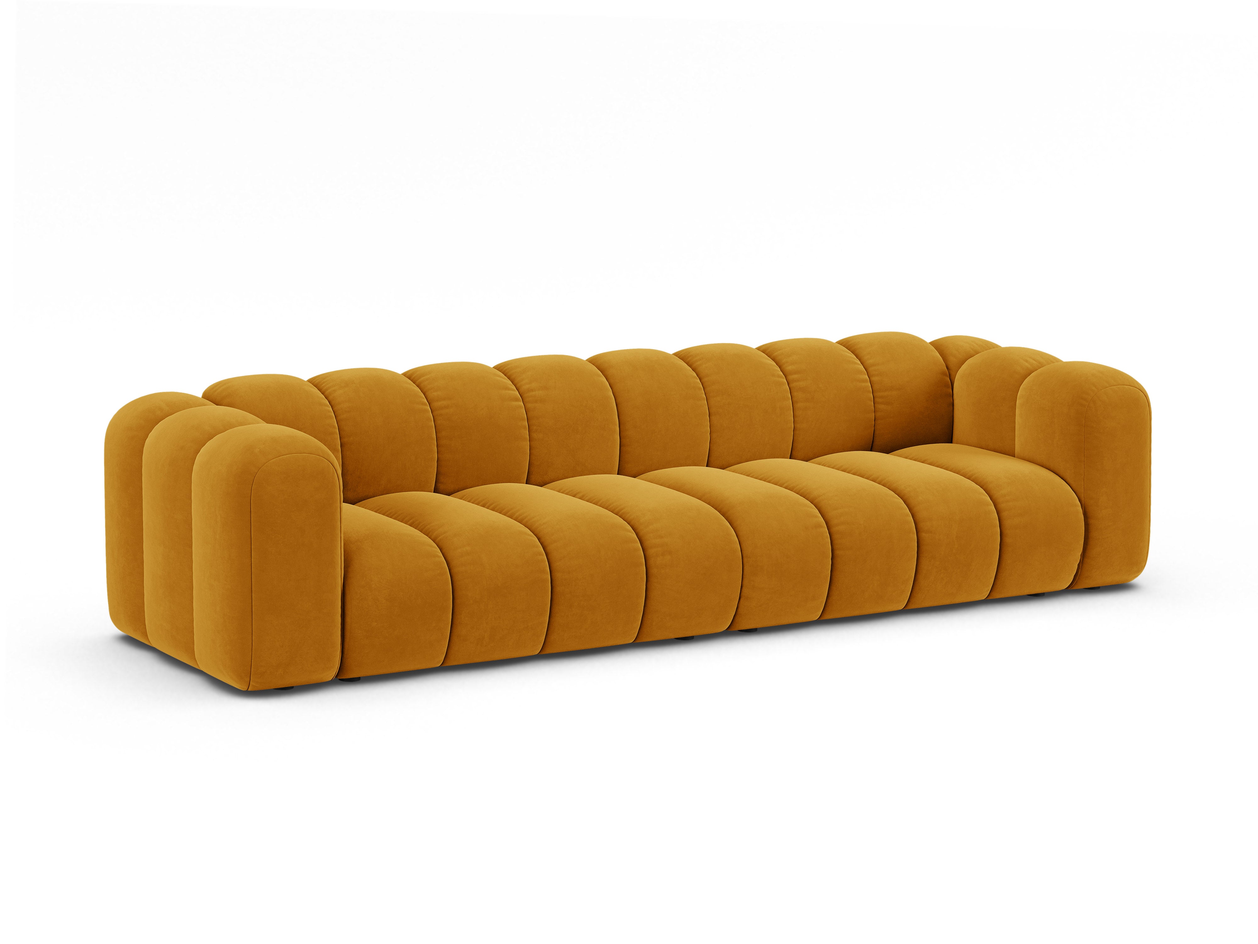 Sofa aus Samt für 4 Personen LUPINE senfgelb