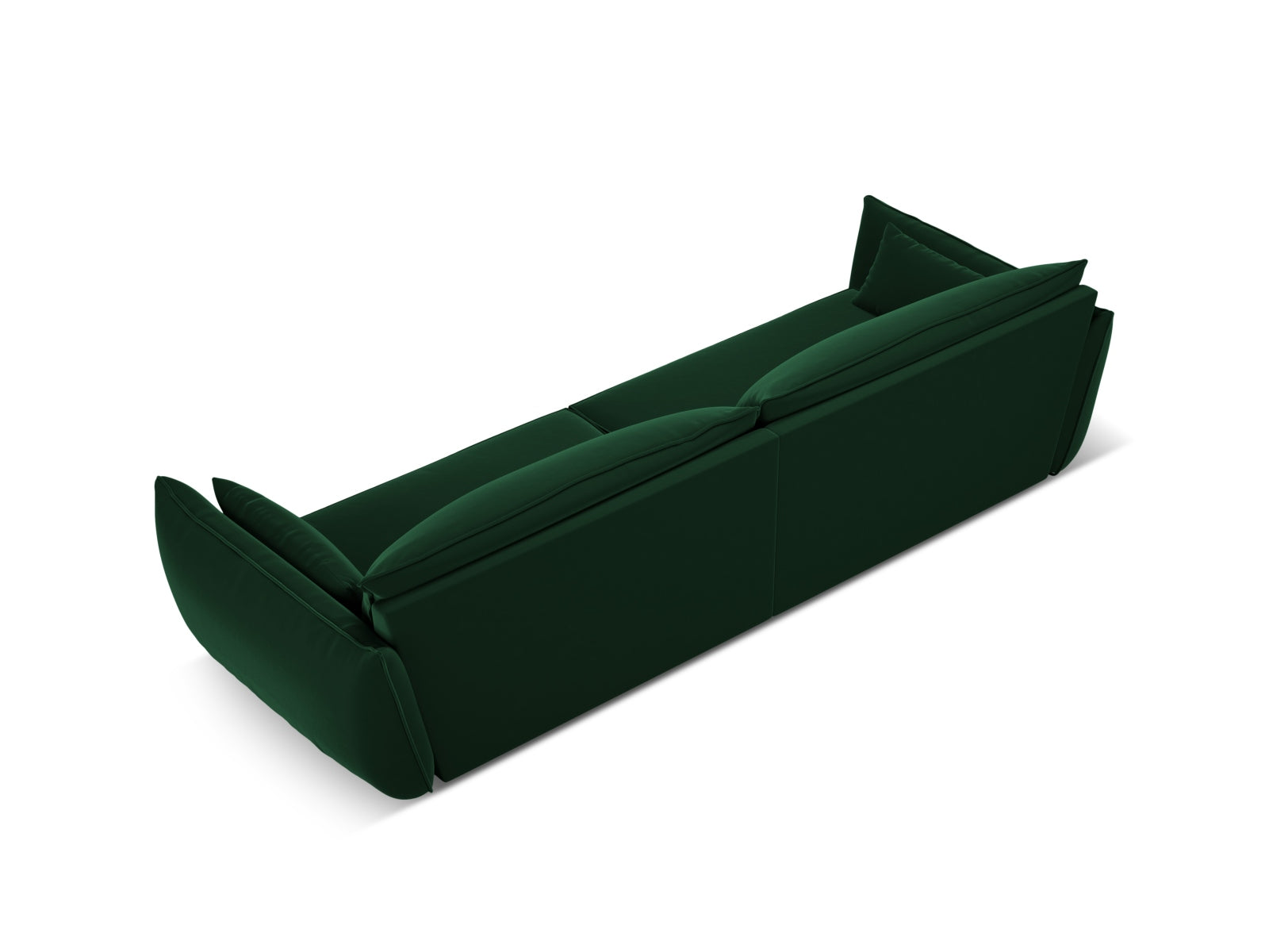 Sofa aksamitna 4-osobowa KAELLE butelkowa zieleń – ujęcie tylne
