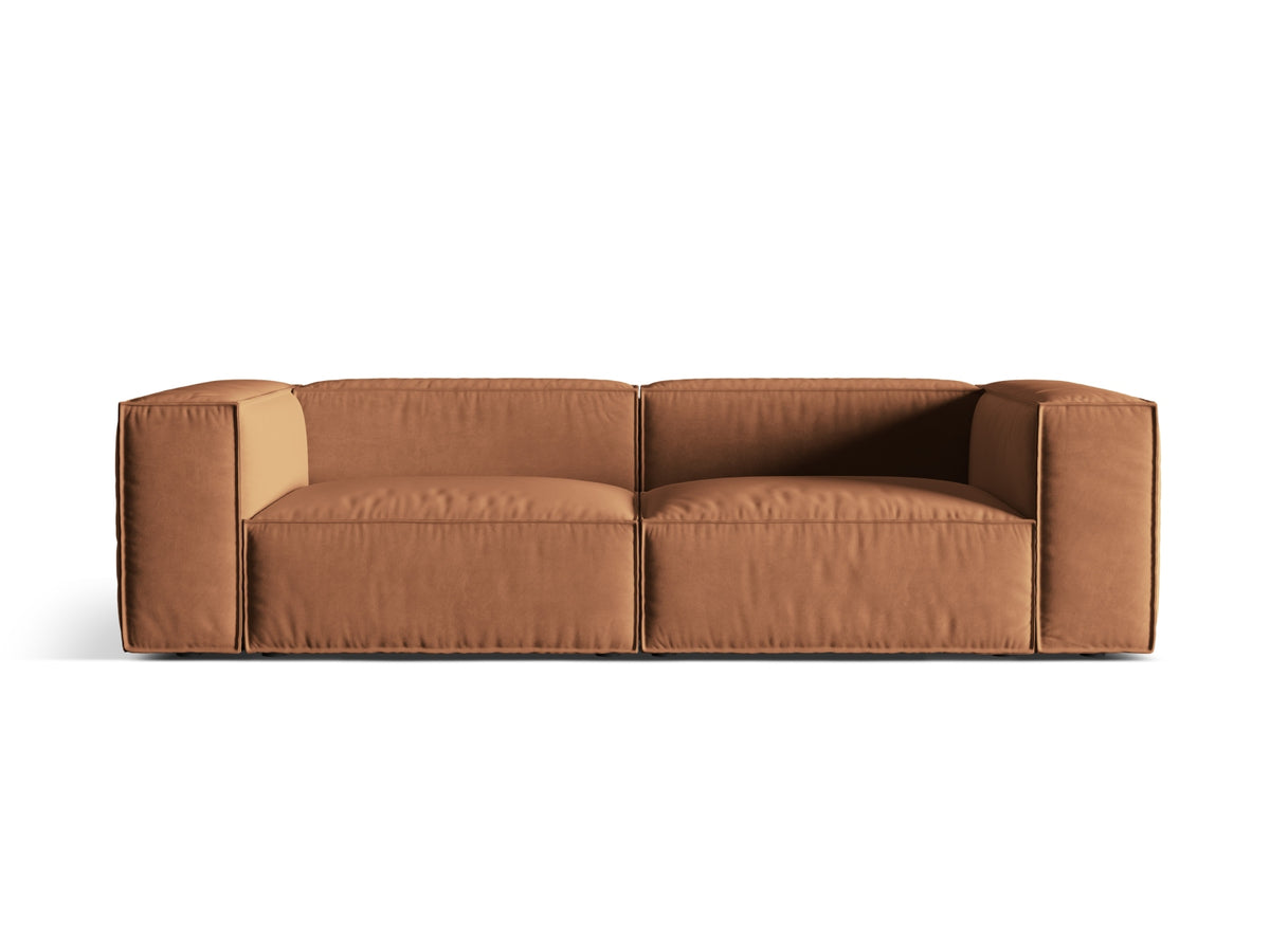 Sofa aksamitna 4-osobowa NURIA miodowy – Micadoni