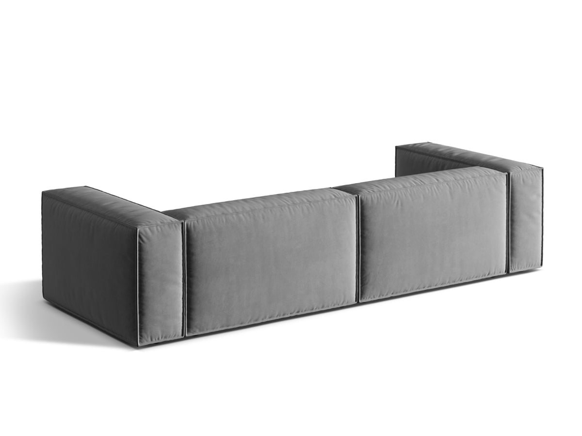 Sofa aksamitna 5-osobowa NURIA szary – ujęcie tylne